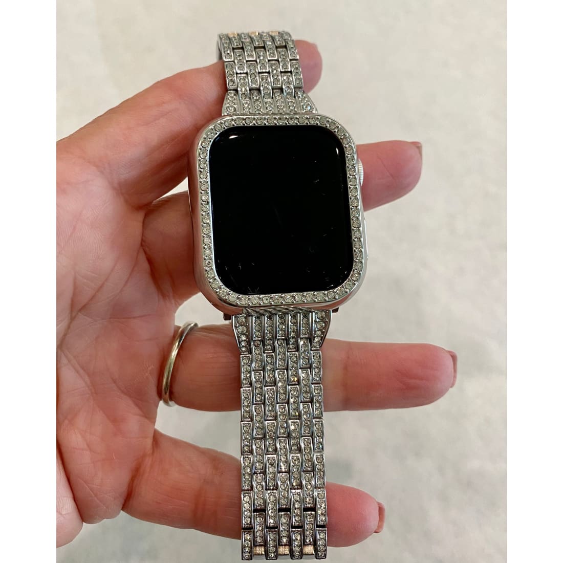 41mm 45mm 49mm Apple Watch Band Series 7-8 Ultra Silver Swarovski Crystals & or Crystal Apple Watch Bezel Cover Faceplate - 41mm apple