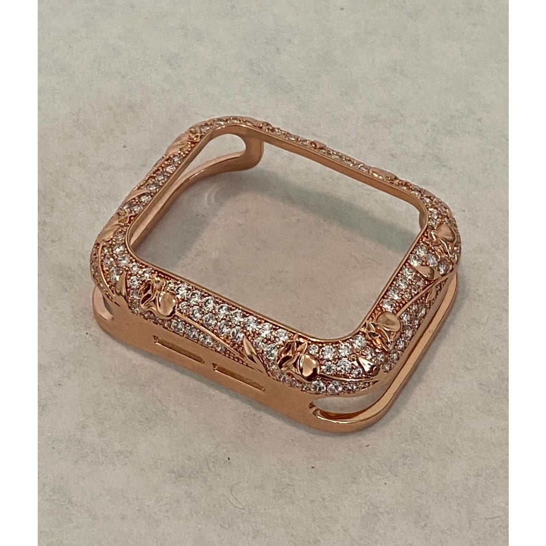 41mm 45mm Apple Watch Bezel Cover Rose Gold Metal Cover Floral Design Swarovski Crystals 38mm 40mm 42mm 44mm Series 6 SE bzl - apple watch,