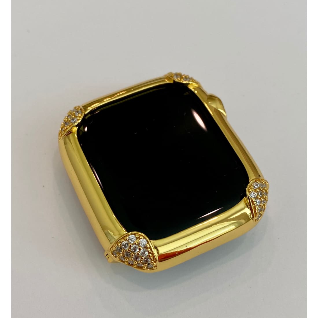 Apple Watch Bezel Cover 40mm 44mm Pave Lab Diamond Corners in Silver Rose Gold Yellow Gold Black on Black Final Sale - apple watch, apple