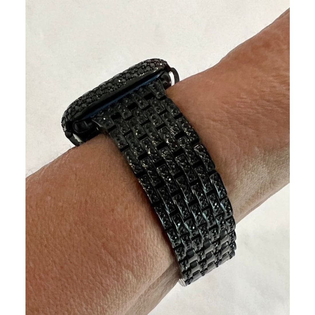Custom Apple Watch Band Black Swarovski Crystal & or Apple Watch Cover Lab Diamond 38mm 40mm 41mm 42mm 44mm 45mm 49mm Ultra Smartwatch Bling