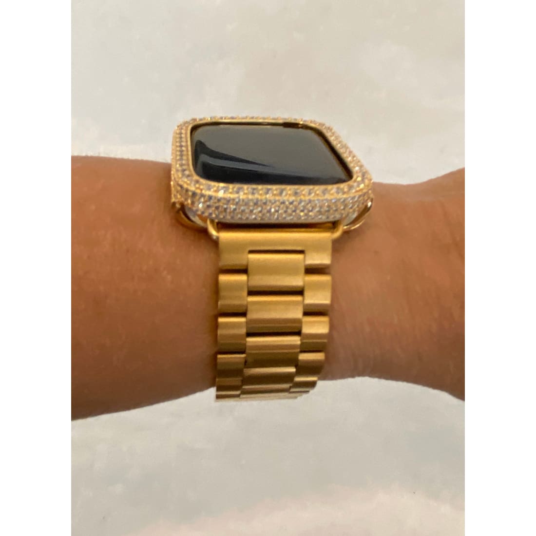 Custom Apple Watch Band Gold Rolex Style 38mm 40mm 41mm 42mm 44mm 45mm 49mm Ultra & or Iced Out Lab Diamond Bezel Cover Iwatch Gift for Him