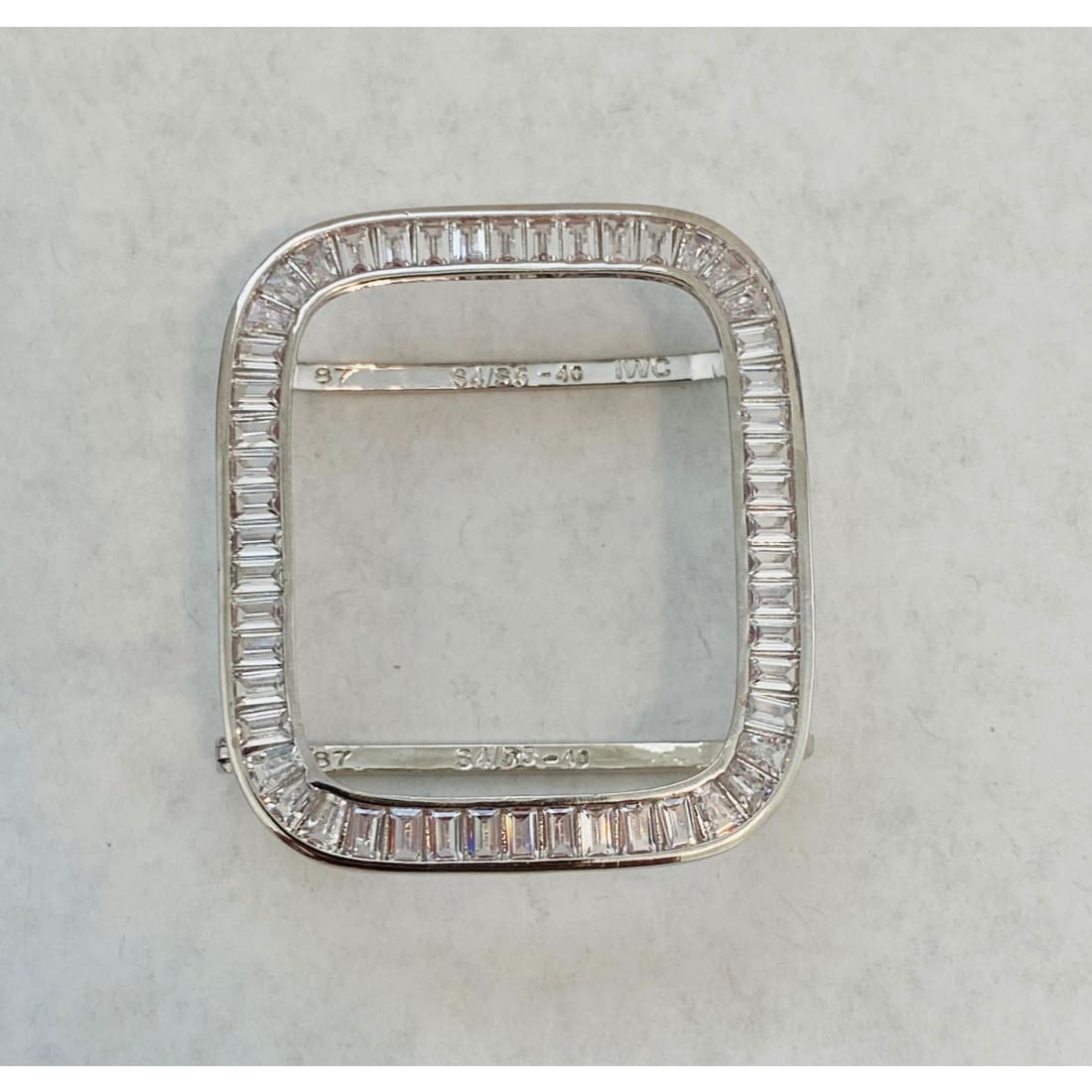 Custom Silver Apple Watch Band Swarovski Crystal Baguettes 38 40 41 42 44 45mm & or Baguette Lab Diamond Bezel Cover Series 2-8 SE - 40mm