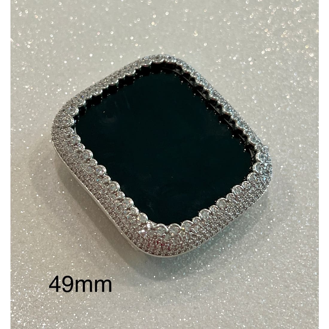 Designer Apple Watch Band Woman Baguette Radiant Cut Swarovski Crystal Silver 49mm Ultra & or Apple Watch Cover Lab Diamond Bezel 41 45mm -