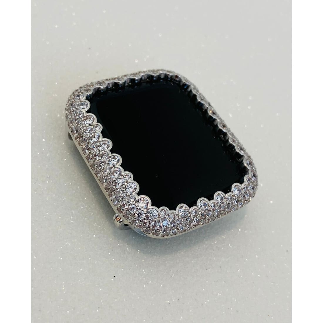 Designer Apple Watch Band Woman Baguette Radiant Cut Swarovski Crystal Silver 49mm Ultra & or Apple Watch Cover Lab Diamond Bezel 41 45mm -