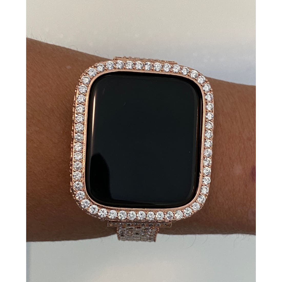 Designer Rose Gold Apple Watch Cover Set with Lab Diamonds Apple Watch Case Bumper 40mm 44mm Series 4,5,6 - apple watch, apple watch band,