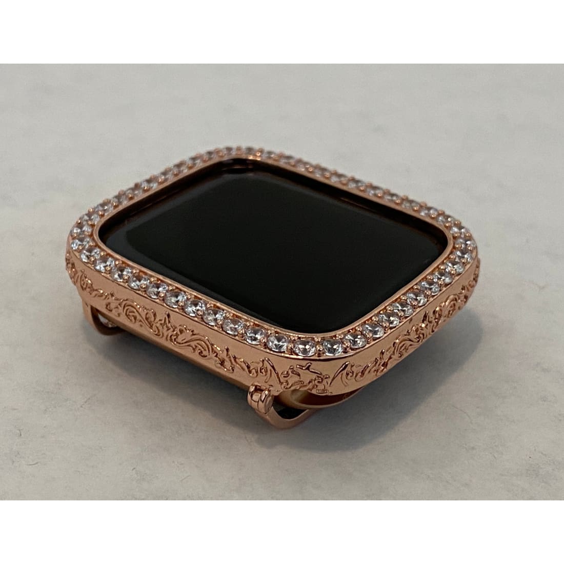 Designer Rose Gold Apple Watch Cover Set with Lab Diamonds Apple Watch Case Bumper 40mm 44mm Series 4,5,6 - apple watch, apple watch band,