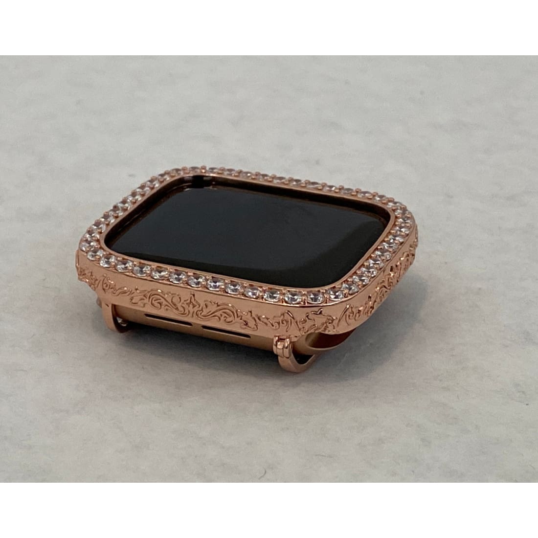 Designer Rose Gold Apple Watch Cover Set with Lab Diamonds Apple Watch Case Bumper 40mm 44mm Series 4,5,6 - apple watch, apple watch band,