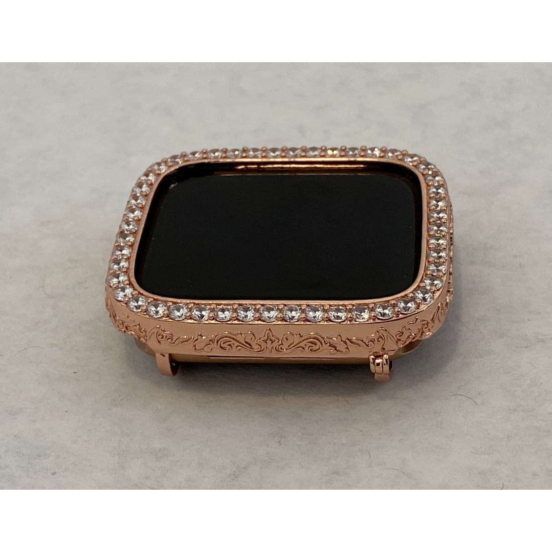 Designer Rose Gold Apple Watch Cover Set with Lab Diamonds Apple Watch Case Bumper 40mm 44mm Series 4,5,6 - apple watch, apple watch band,