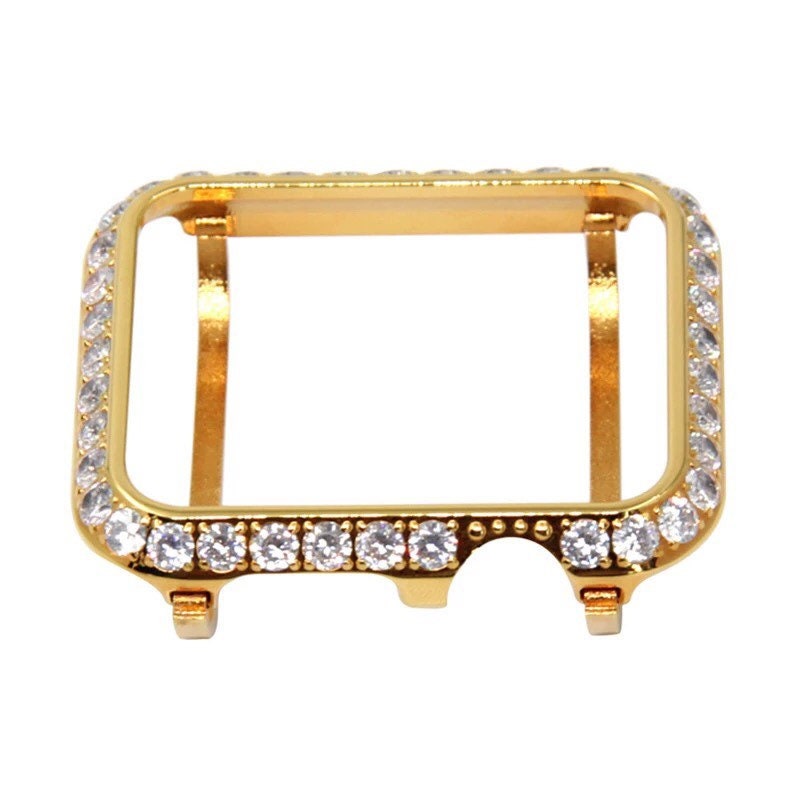 Gold Apple Watch Bezel Bling 38mm-44mm, Lab Diamond 3mm Iwatch Case Cover Iwatch Band Bling