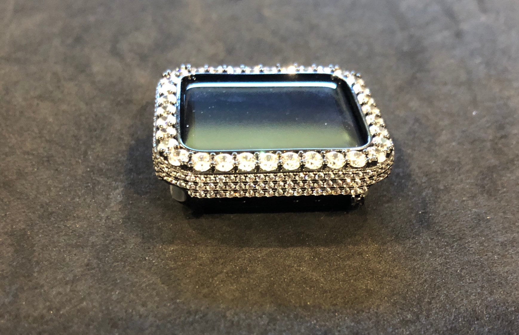 Black Apple Cover Large 3.5mm Lab Diamonds Apple Watch Cover Bumper Crystal Iwatch Candy Bling 38mm-45mm Series 2-9