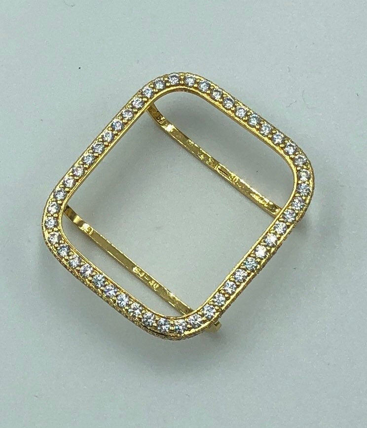 Apple Watch Cover Gold Lab Diamond Bezel Smartwatch Bumper Bling 38mm 40mm 41mm 42mm 44mm 45mm 46mm 49mm Ultra Series 2-10 SE Iwatch Case