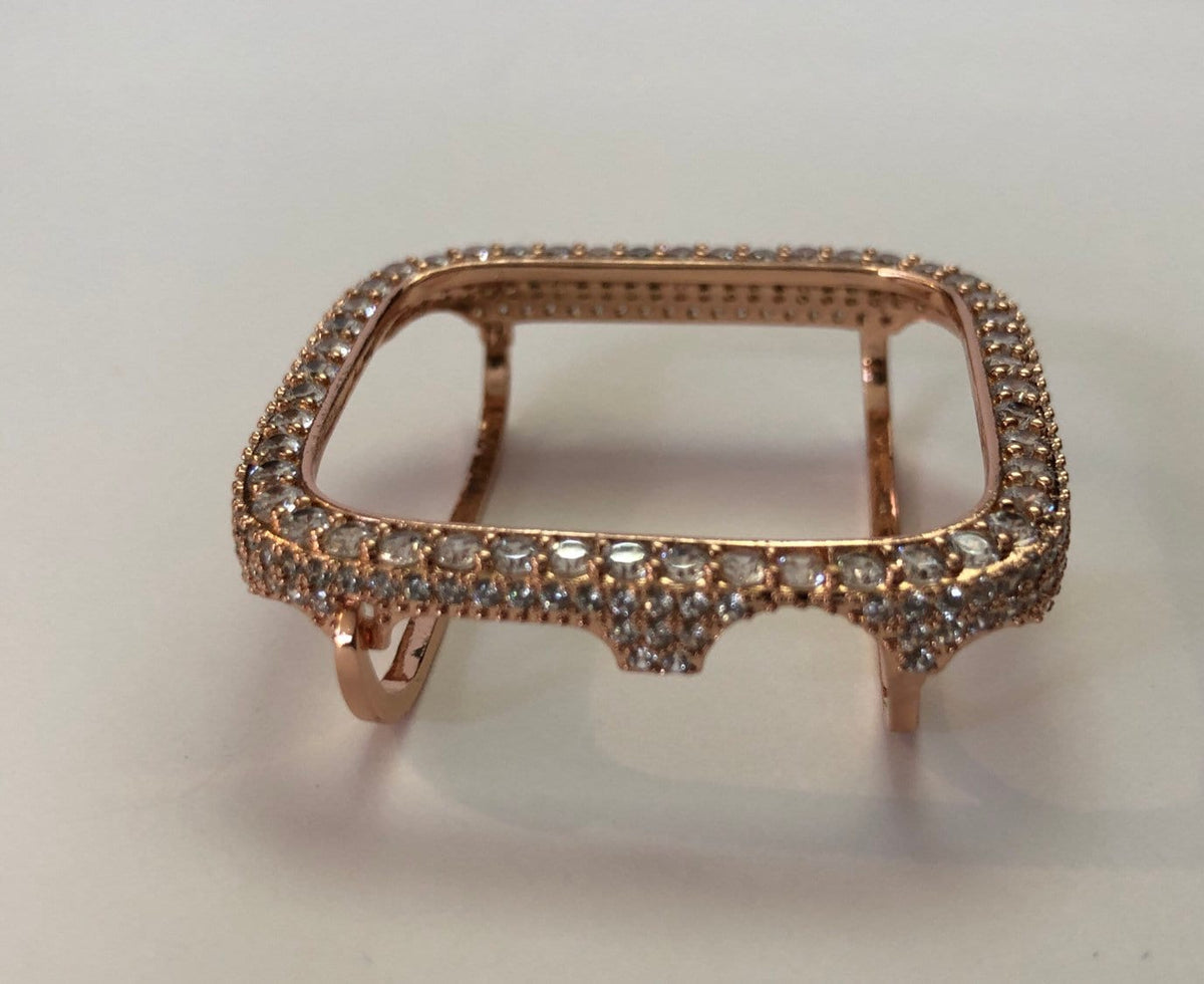 Series 10-11 Rose Gold Apple Watch Case 42mm 46mm, 2.5mm Lab Diamond Bezel, Iphone Watch Cover Iwatch Protective Cover 38mm-49mm Ultra
