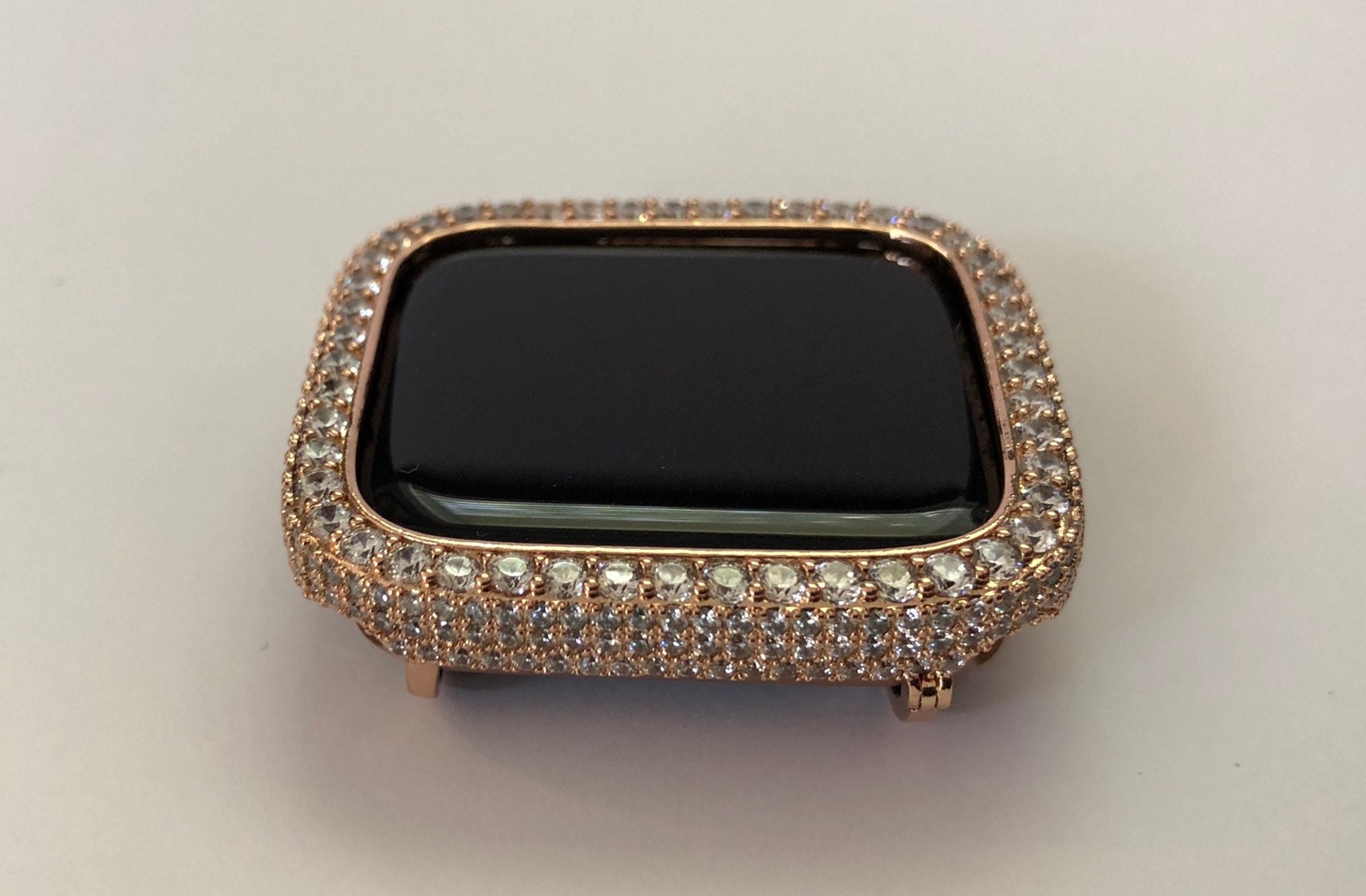 Apple Watch Cover Rose Gold Womens Lab Diamond Bezel Iphone Watch Case 38mm - 49mm Ultra Iwatch Cover Bling Series 10-11