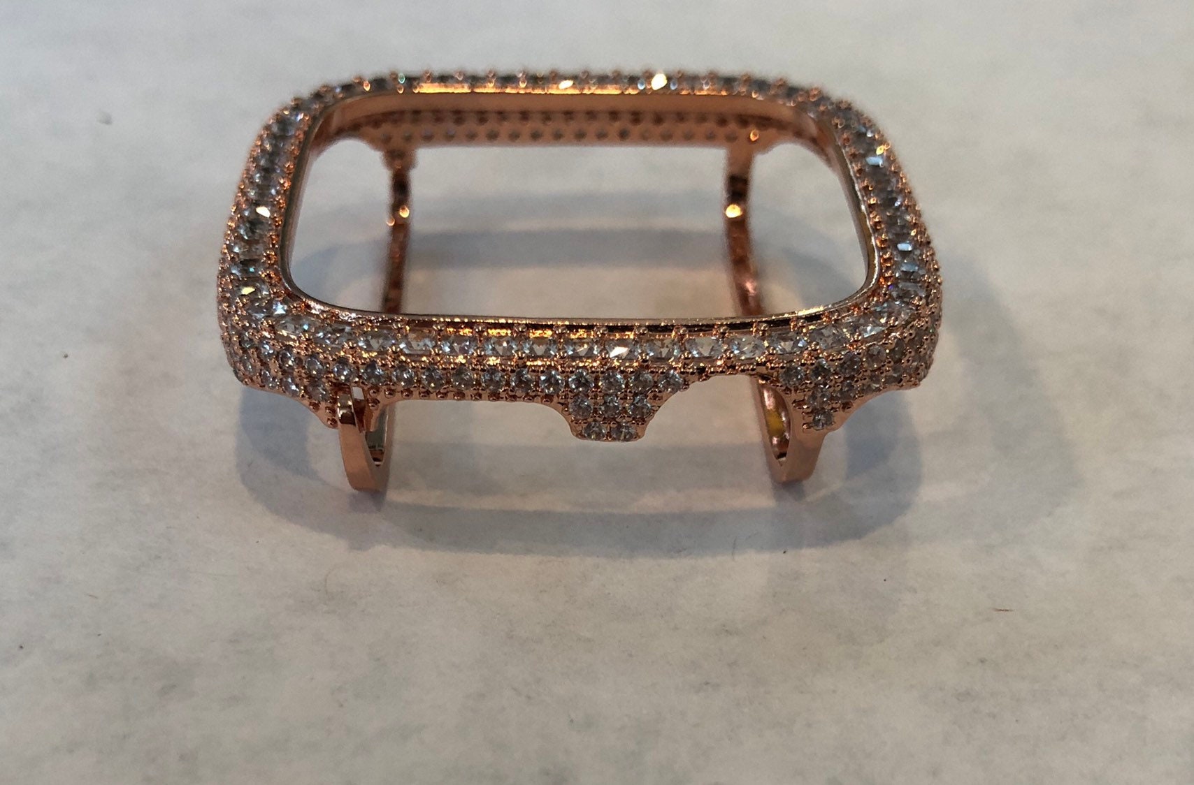 Rose Gold Apple Watch Cover with 2.5mm Square Lab Diamonds Apple Watch Case Smartwatch Bumper Bling 40mm 44mm Iwatch Candy Series 4-6