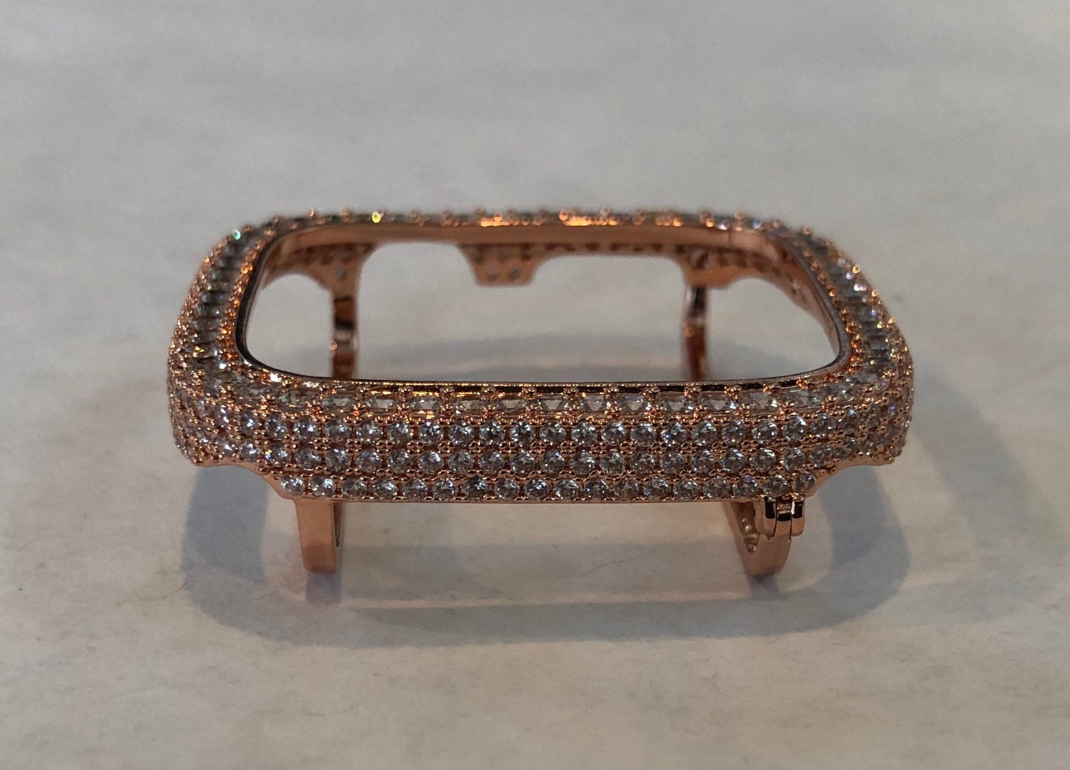 Rose Gold Apple Watch Cover with 2.5mm Square Lab Diamonds Apple Watch Case Smartwatch Bumper Bling 40mm 44mm Iwatch Candy Series 4-6