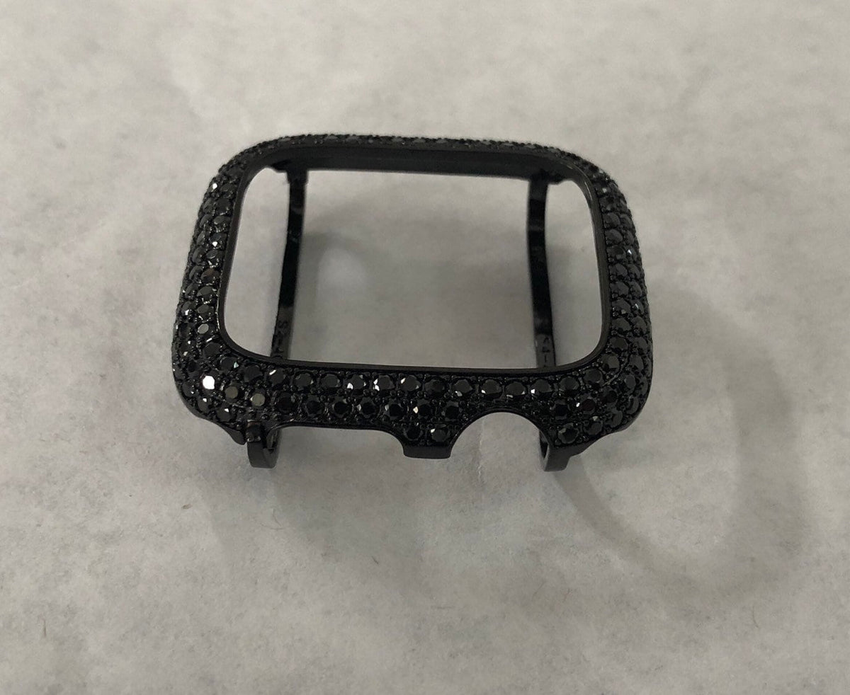 Series 2-11 Black on Black Apple Watch Cover Lab Diamond Bezel Case 38mm 40mm 41mm 42mm 44mm 45mm 46mm 49mm Apple Watch Cover Iwatch Candy