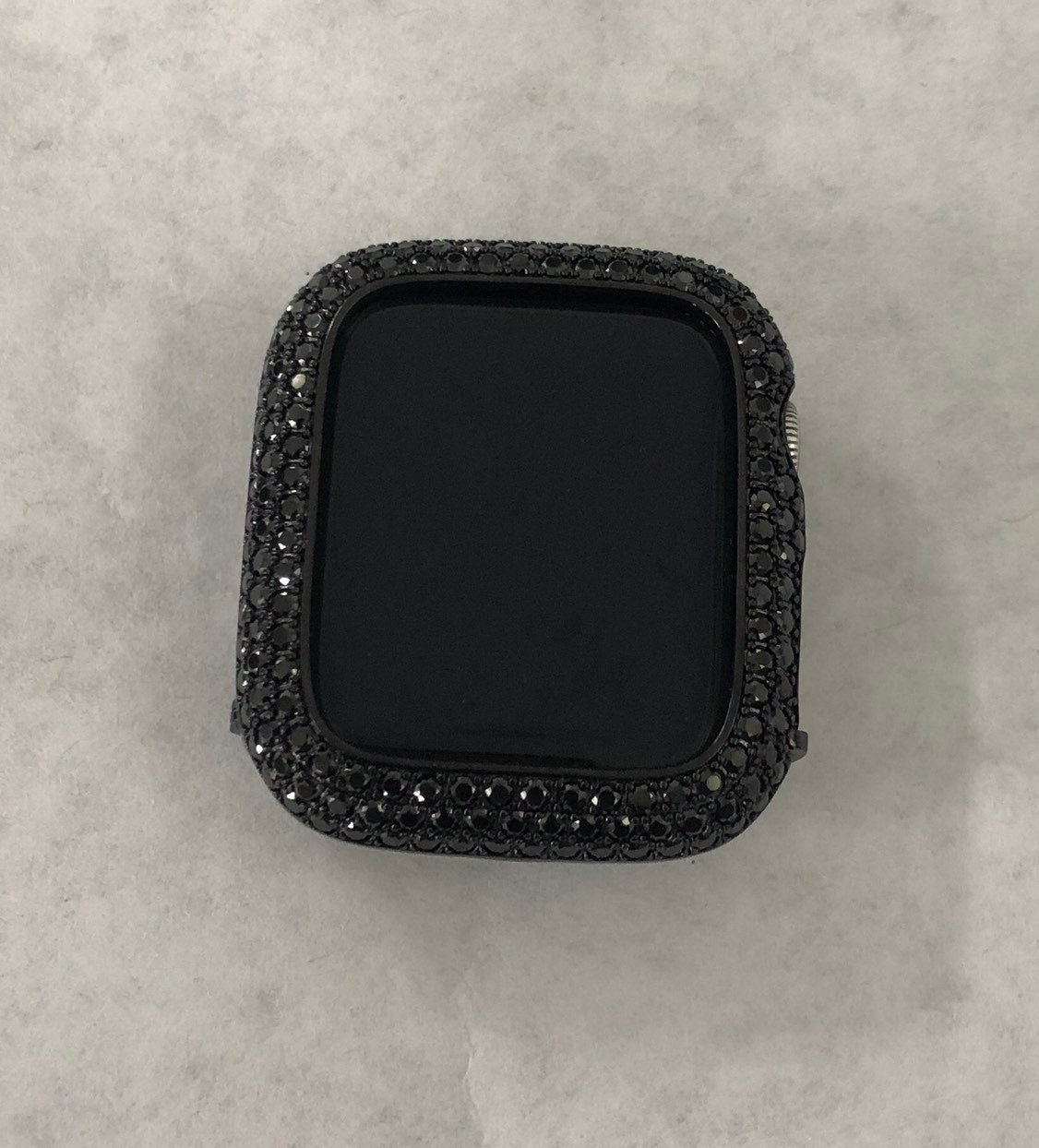 Designer Black on Black Apple Watch Case, Smartwatch Lab Diamond Bezel Apple Watch Cover 38mm-49mm Iwatch Candy Bling Iphone Watch Cover