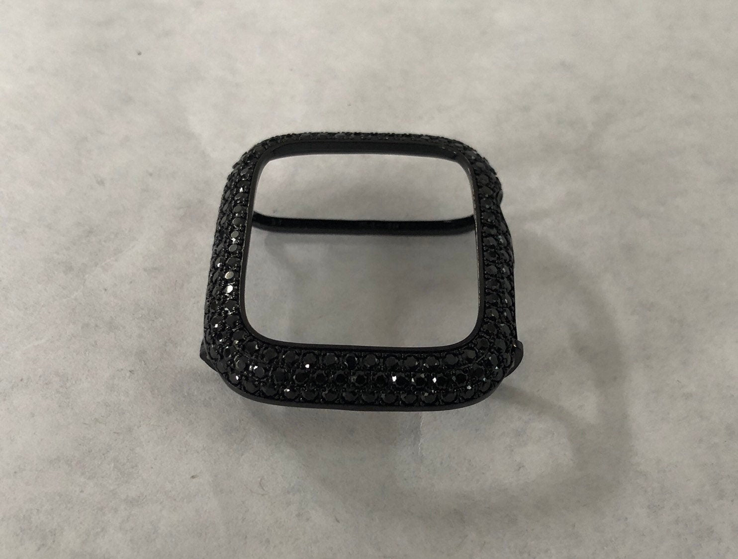 Designer Black on Black Apple Watch Case, Smartwatch Lab Diamond Bezel Apple Watch Cover 38mm-49mm Iwatch Candy Bling Iphone Watch Cover