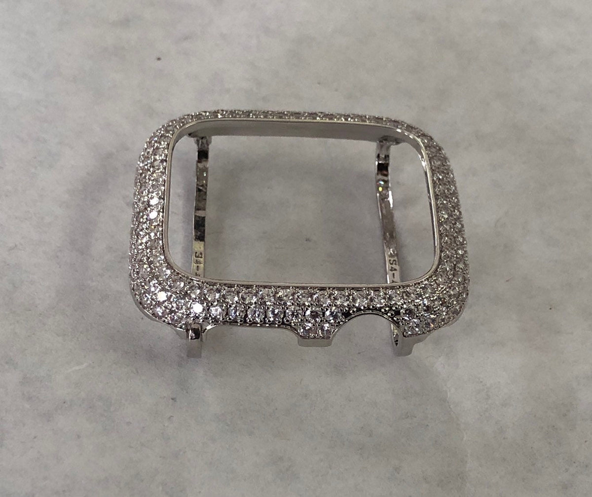 Series 2-11 Apple Watch Band 41mm 45mm 49mm Ultra Swarovski Crystals & or Lab Diamond Bezel Apple Watch Case Bumper Smartwatch Bling Silver