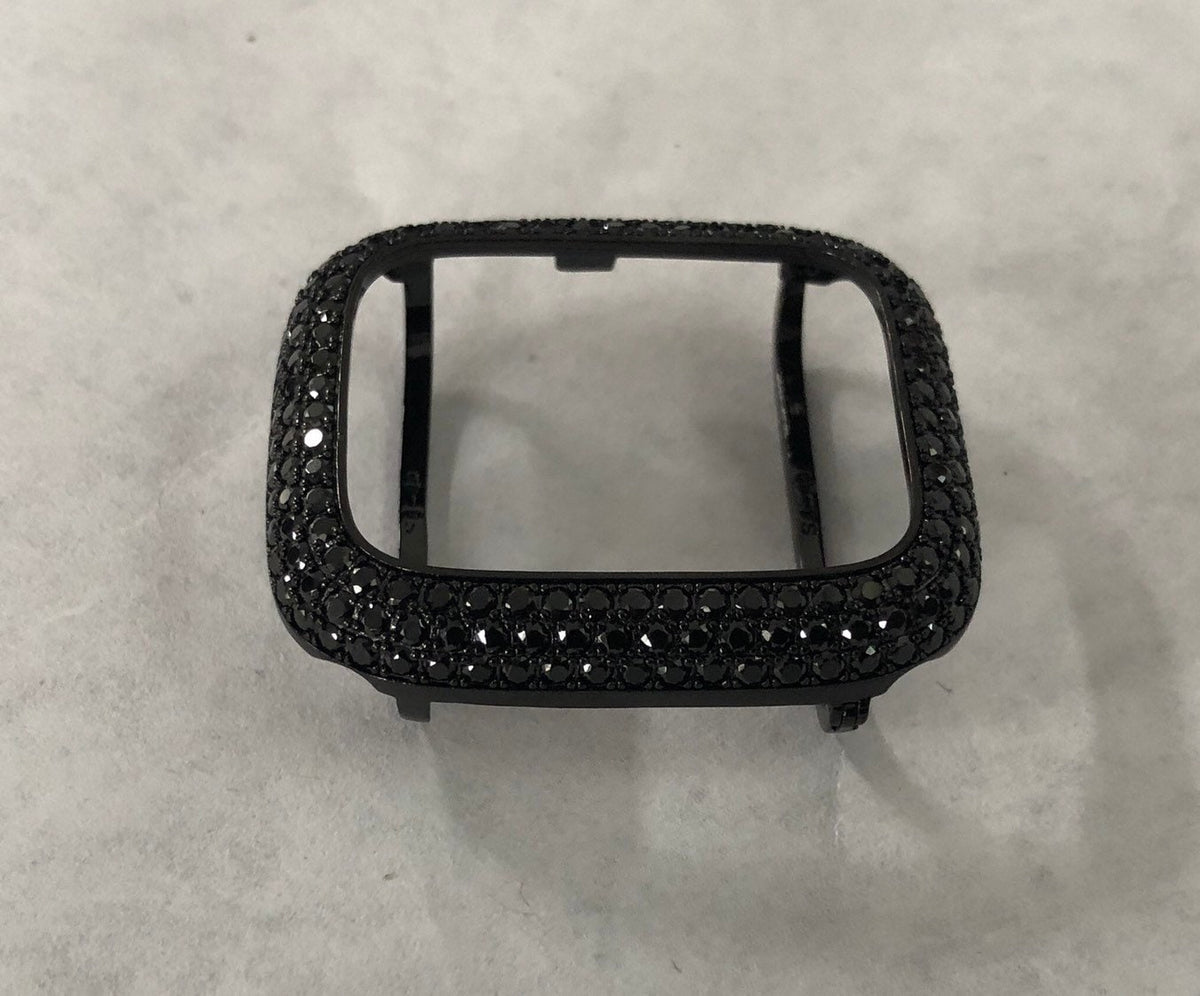Series 2-11 Black on Black Apple Watch Cover Lab Diamond Bezel Case 38mm 40mm 41mm 42mm 44mm 45mm 46mm 49mm Apple Watch Cover Iwatch Candy
