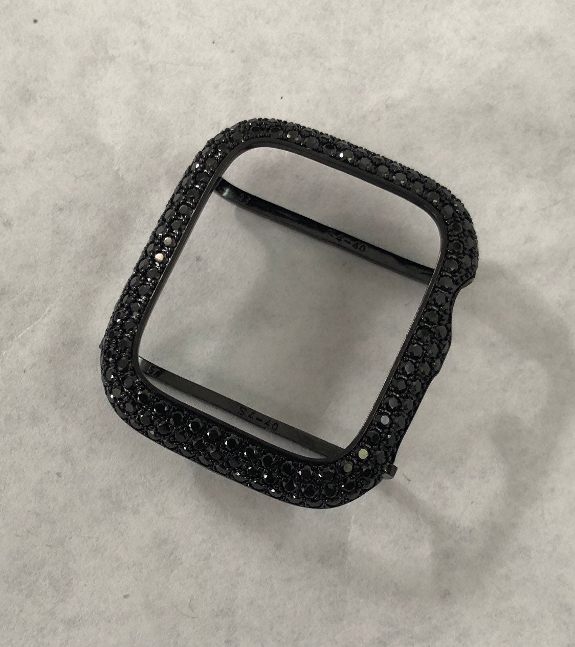 Designer Black on Black Apple Watch Case, Smartwatch Lab Diamond Bezel Apple Watch Cover 38mm-49mm Iwatch Candy Bling Iphone Watch Cover