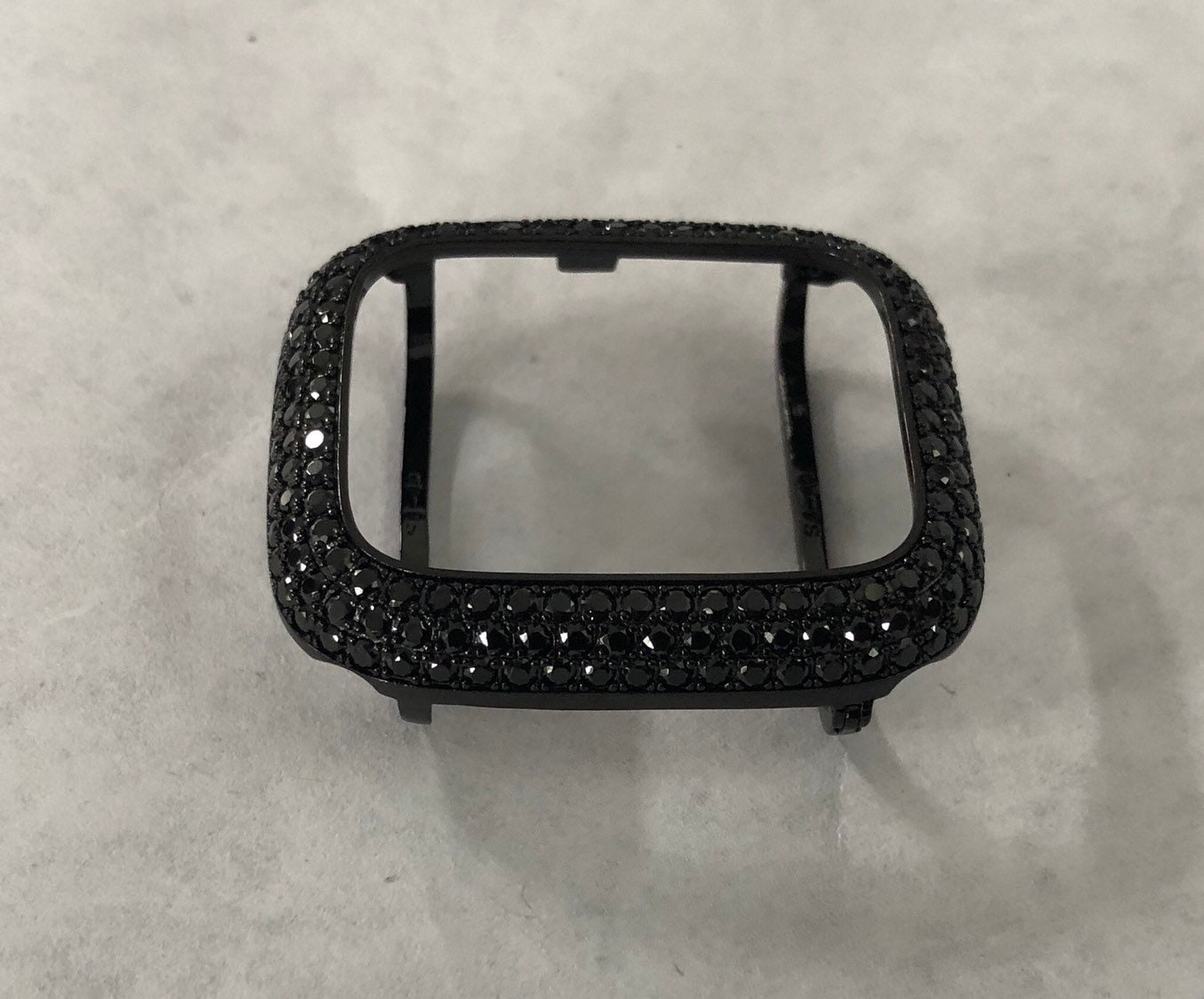 Designer Black on Black Apple Watch Case, Smartwatch Lab Diamond Bezel Apple Watch Cover 38mm-49mm Iwatch Candy Bling Iphone Watch Cover