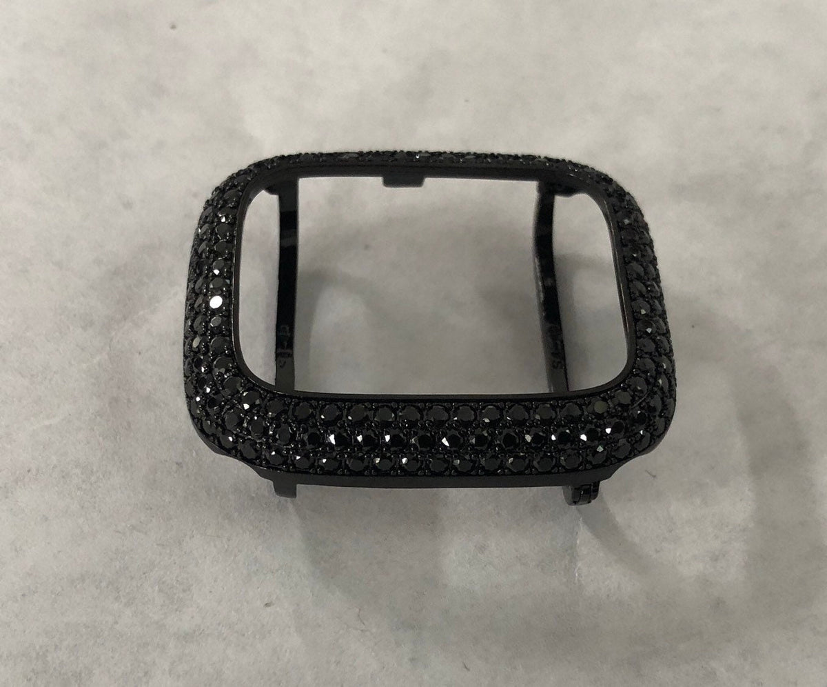 Designer Black on Black Apple Watch Case, Smartwatch Lab Diamond Bezel Apple Watch Cover 38mm-49mm Iwatch Candy Bling Iphone Watch Cover