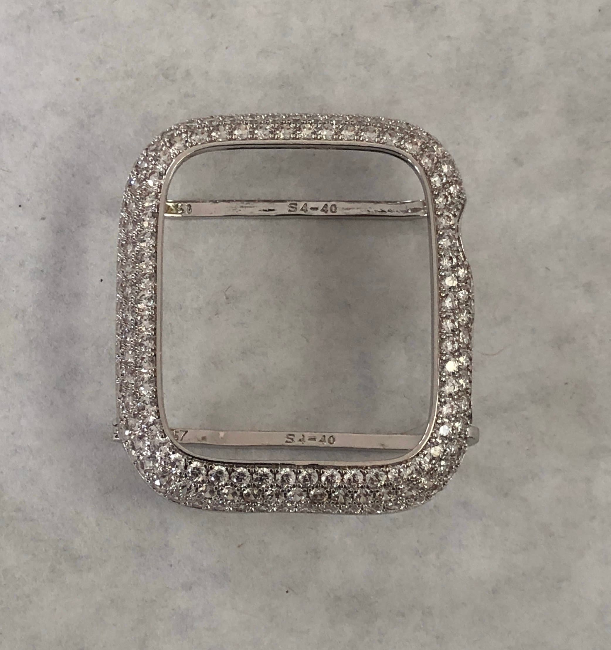 Series 10-11 Apple Watch Band Silver Stainless Steel Swarovski Crystals & or Apple Watch Case Lab Diamond Bezel Bling Iphone Watch Cover