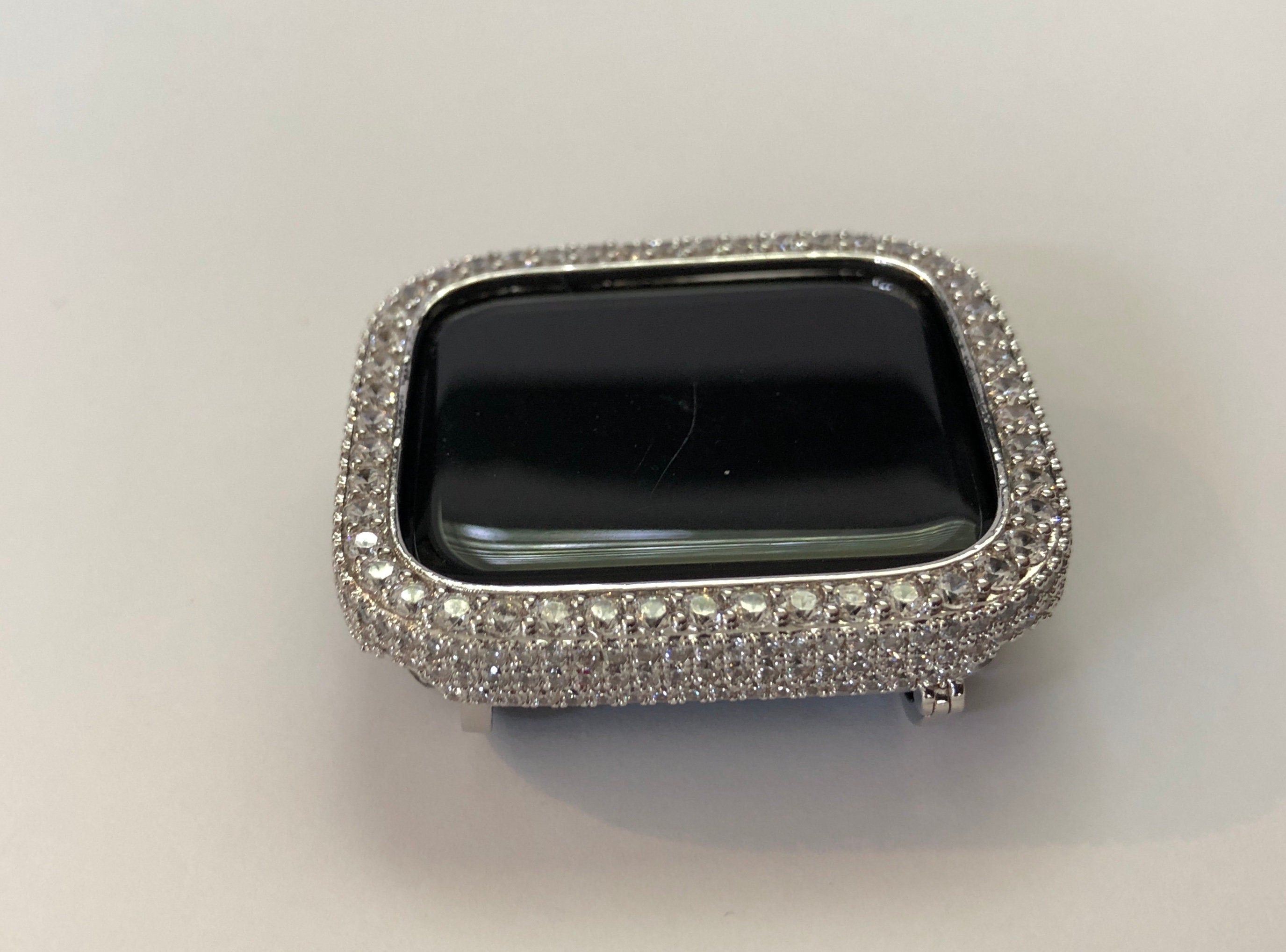 Apple Watch Band 49mm Ultra Silver Swarovski Crystals & or Apple Watch Cover Lab Diamond Bezel Case 38mm-46mm Iwatch Candy Series 10