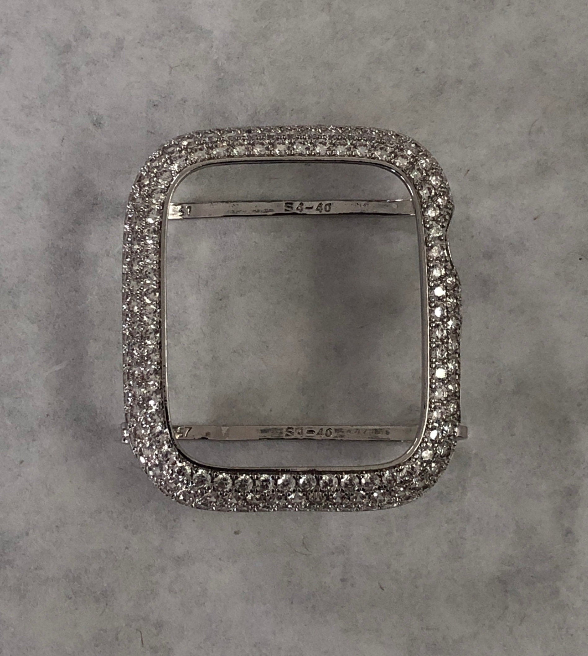 Series 10 Apple Watch Band Silver Stainless Steel Swarovski Crystals & or Apple Watch Cover 2.5mm Lab Diamond Bezel Iwatch Case 38mm-49mm