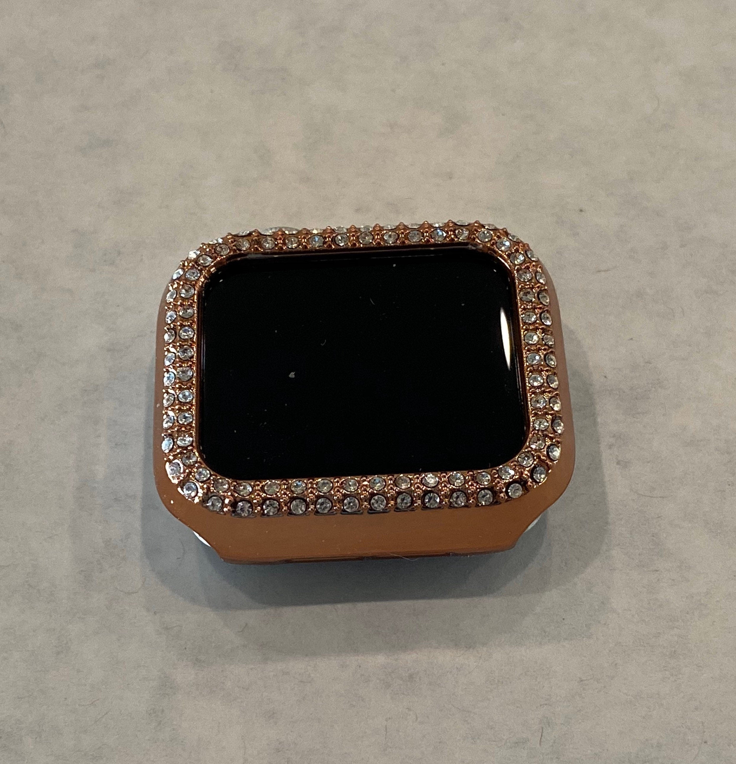 Series 2-9 Apple Watch Cover Rose Gold Rhinestone Crystal Apple Watch Case Bumper Faceplate 38mm-49mm Ultra Iwatch Candy Bling