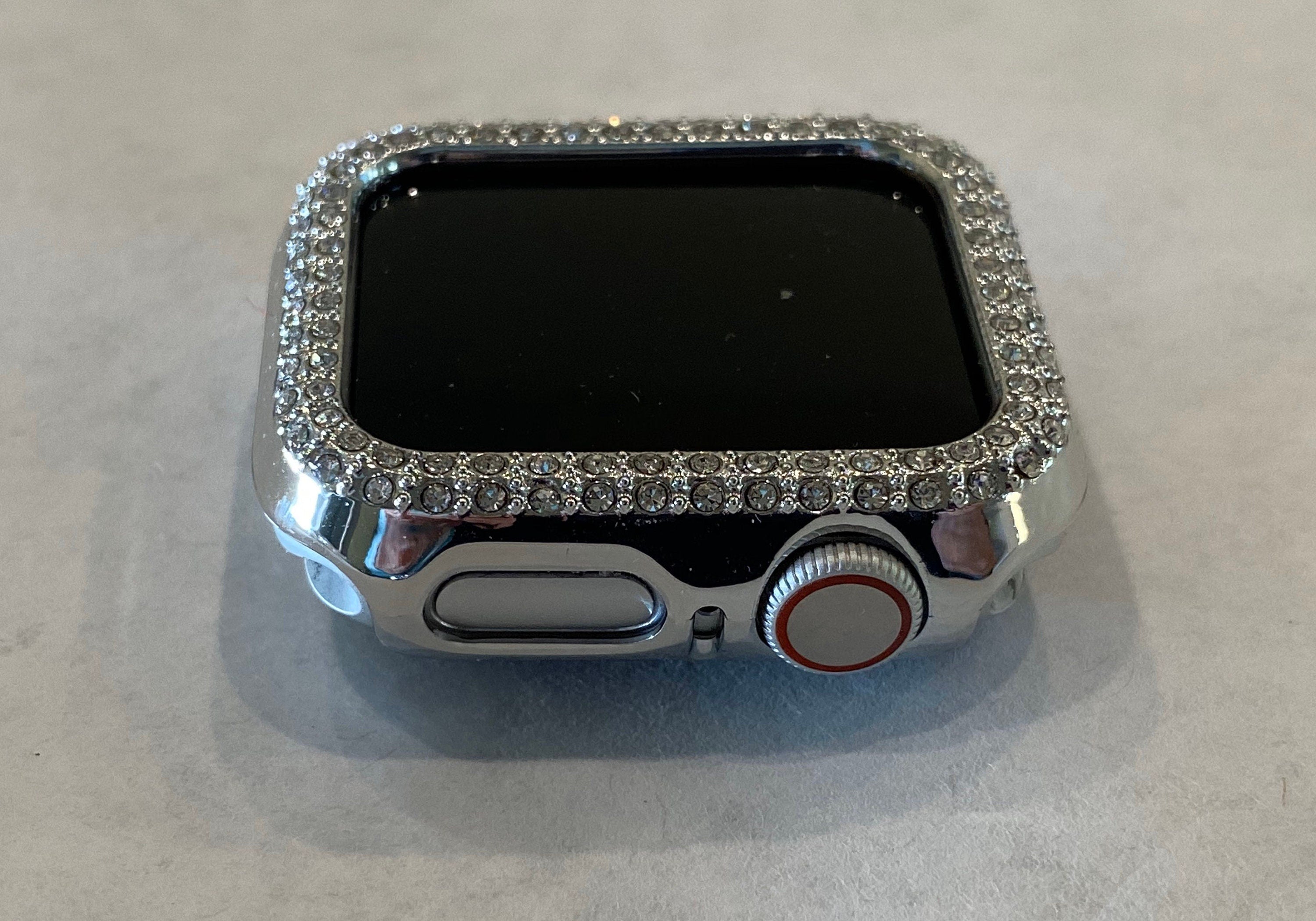 Apple Watch Case Swarovski Crystals Silver Iwatch Bumper Apple Watch Cover Bling 38mm-49mm Series 2-9 Bling Iphone Watch Series 10