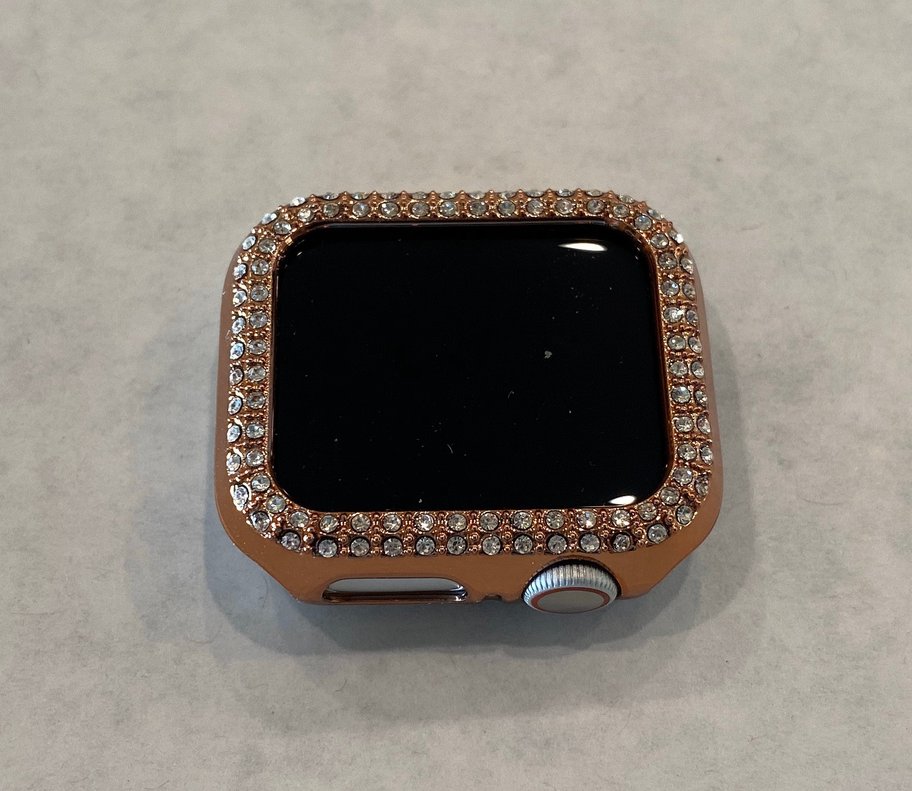 Series 2-9 Apple Watch Cover Rose Gold Rhinestone Crystal Apple Watch Case Bumper Faceplate 38mm-49mm Ultra Iwatch Candy Bling