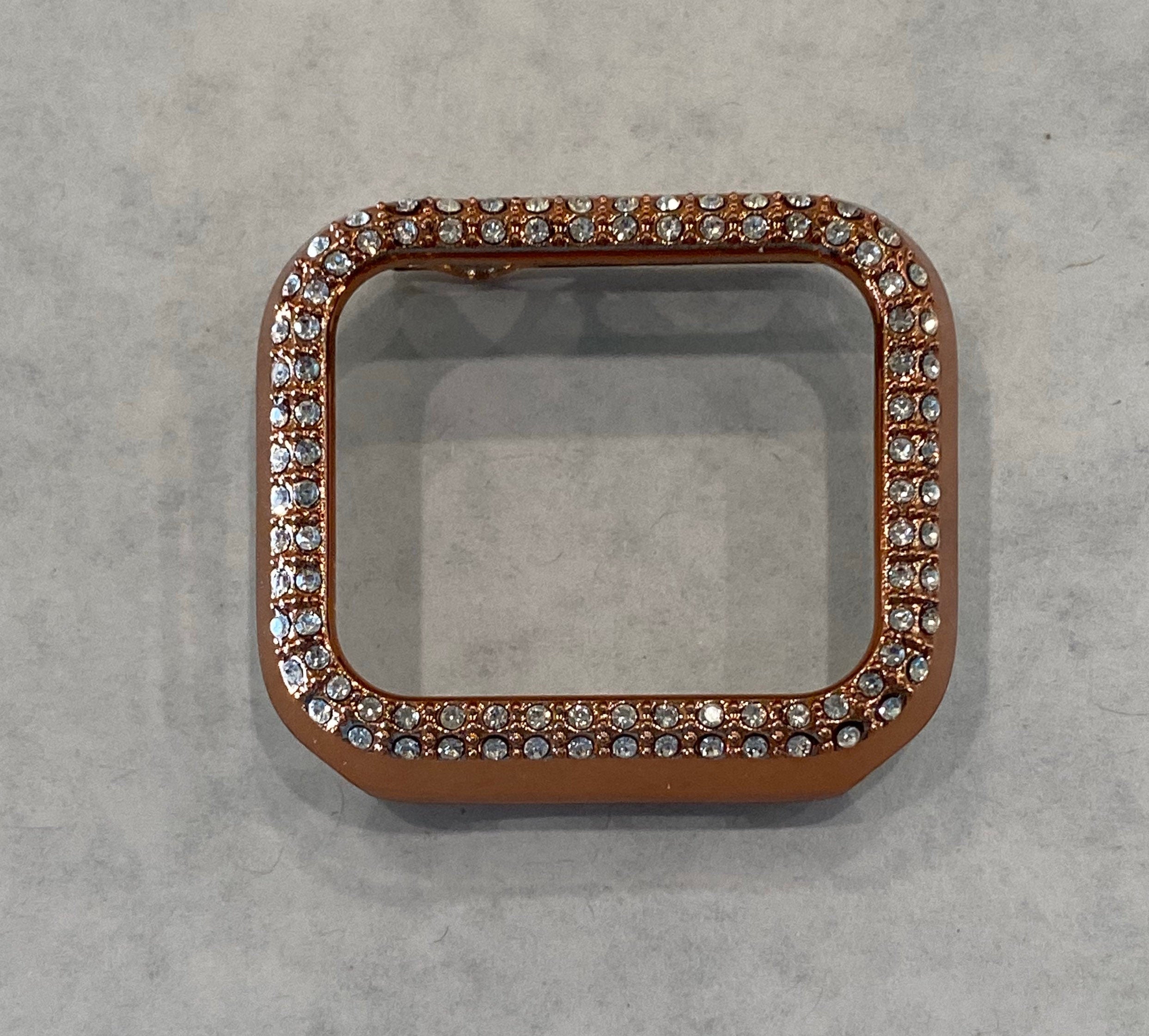 Series 2-11 Apple Watch Cover Rose Gold Rhinestone Crystal Apple Watch Case Bumper Faceplate 38mm-49mm Ultra Iwatch Candy Bling