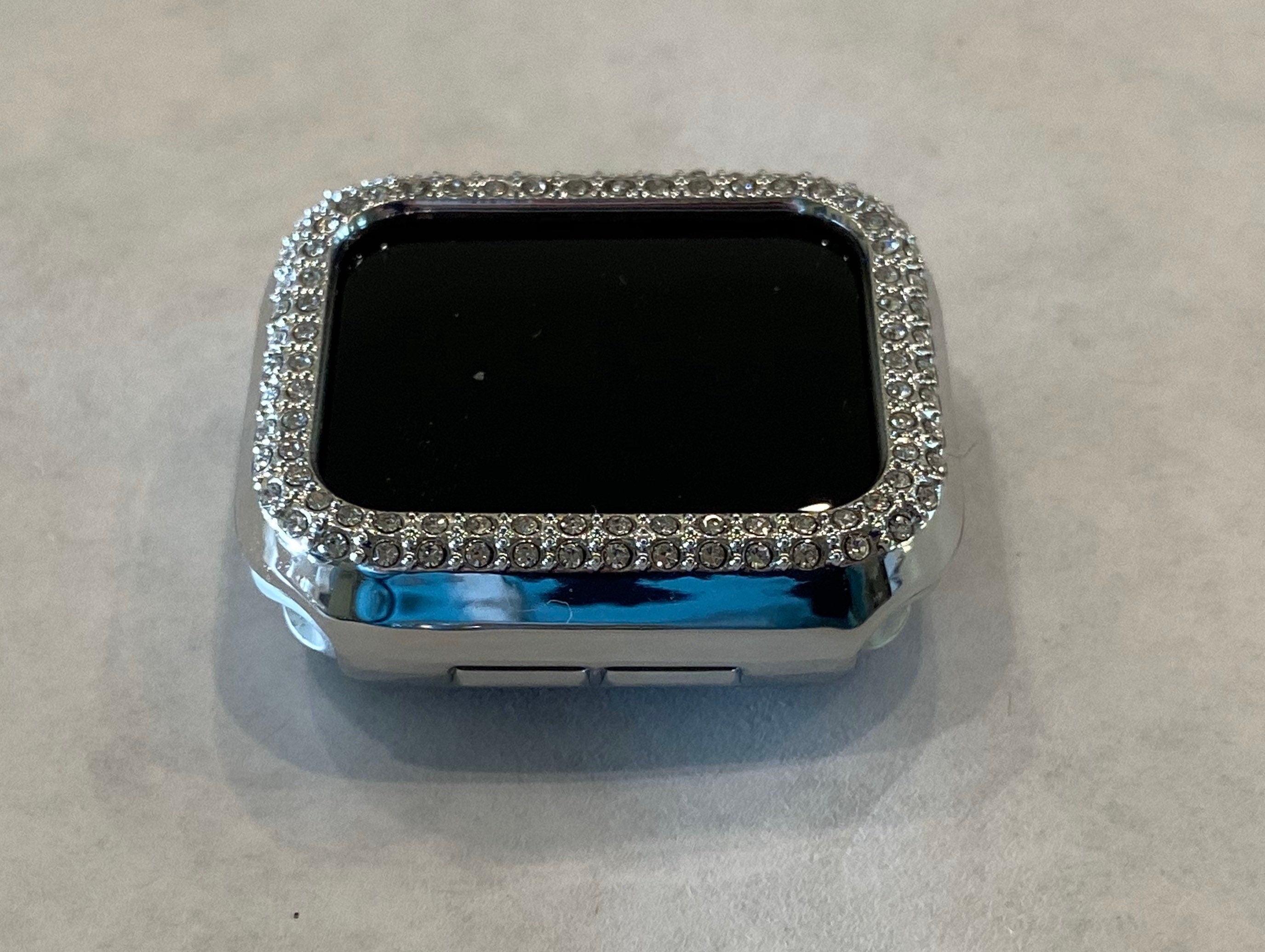 Apple Watch Case Swarovski Crystals Silver Iwatch Bumper Apple Watch Cover Bling 38mm-49mm Bling Iphone Watch Series 2-11