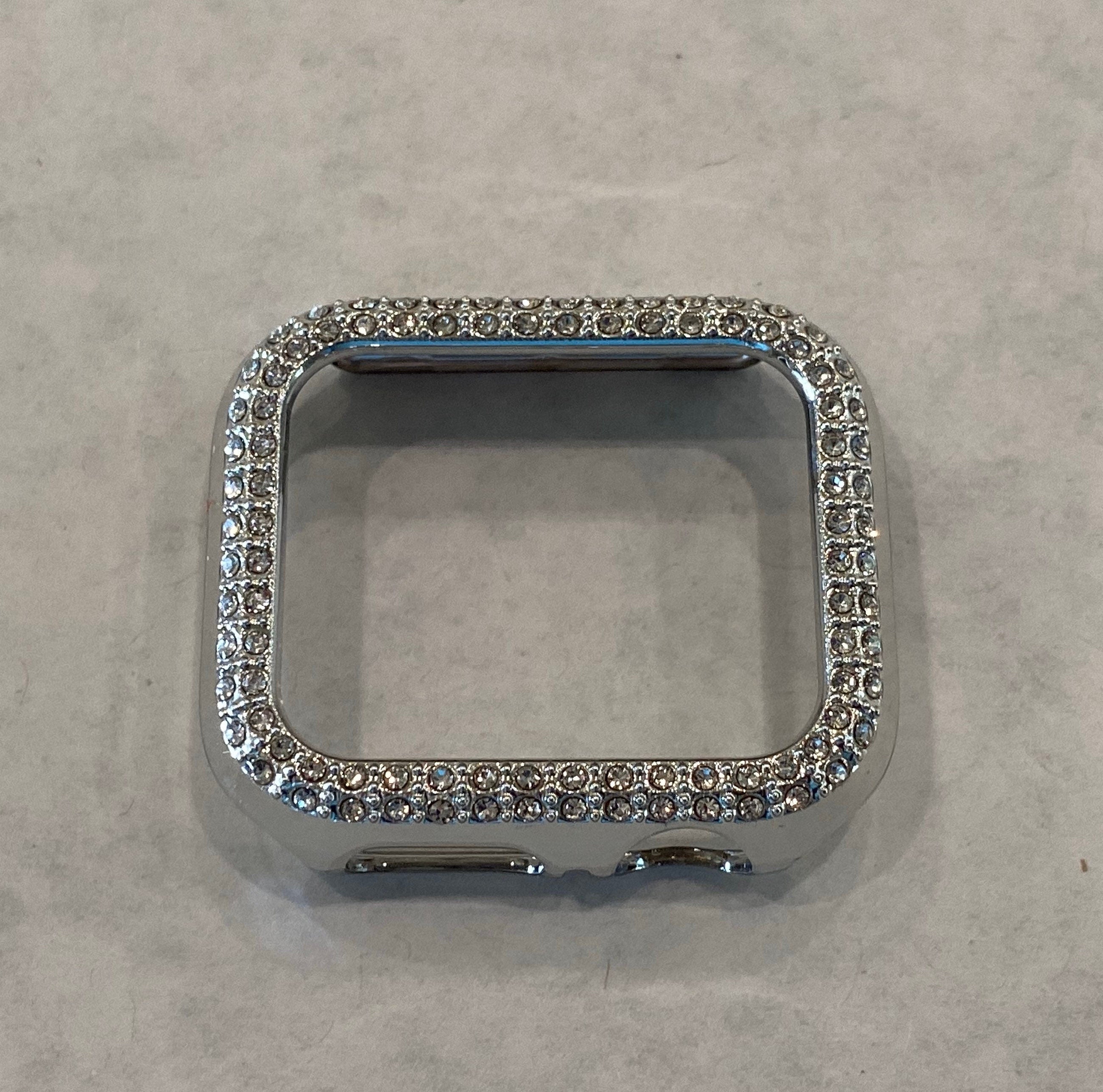 Apple Watch Case Swarovski Crystals Silver Iwatch Bumper Apple Watch Cover Bling 38mm-49mm Bling Iphone Watch Series 2-11