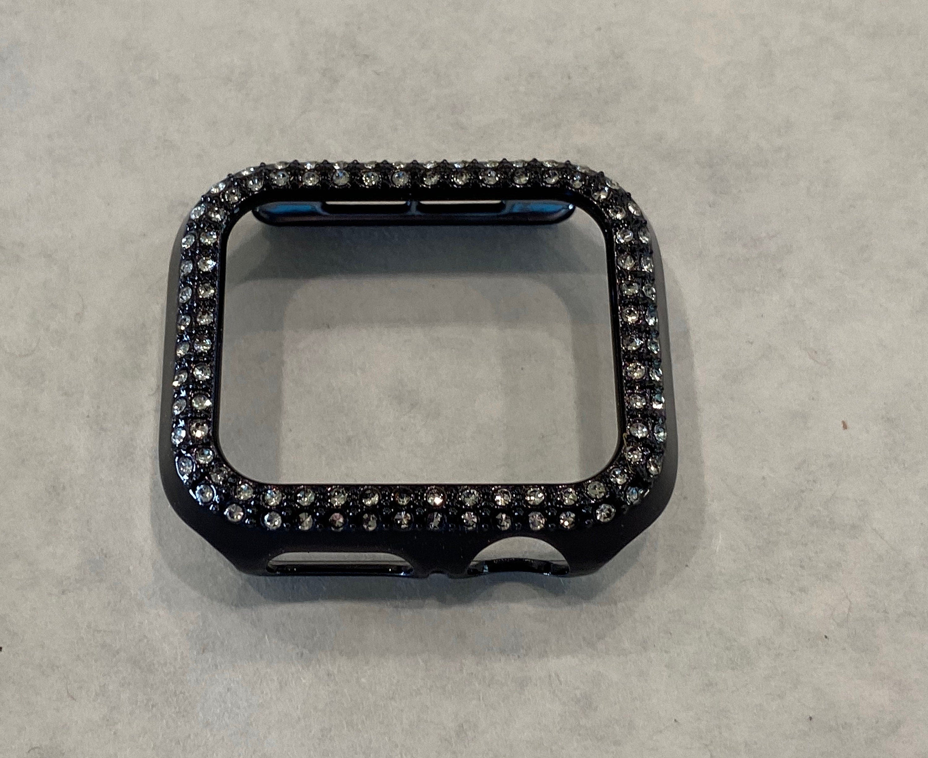 Series 10-11 Black Apple Watch Cover Swarovski Crystals for Iphone Watch Protective Apple Watch Face 38mm-49mm Iwatch Case Bling