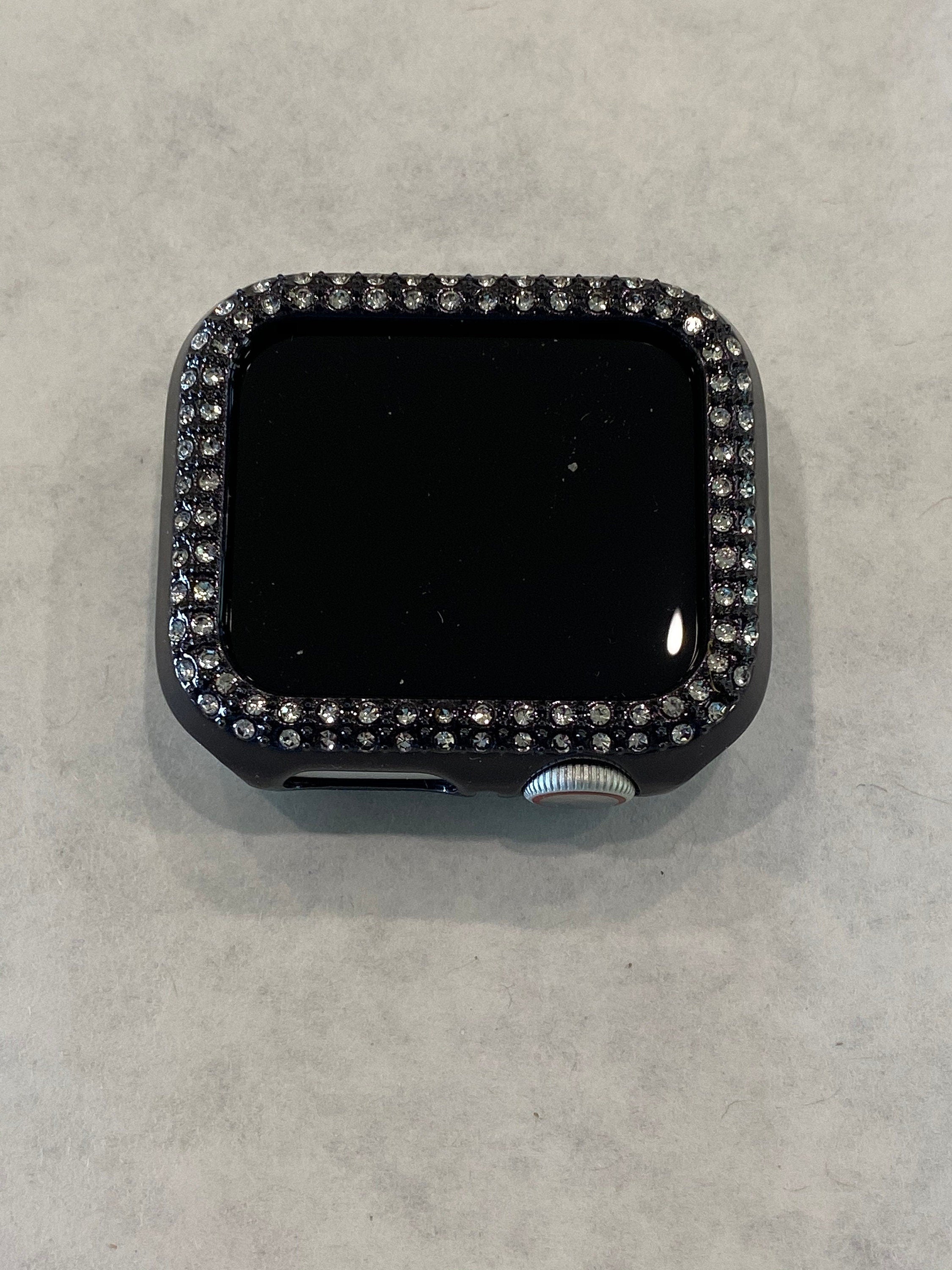 Black Apple Watch Cover 42mm 46mm Swarovski Crystal Iphone Watch Case Bling 38mm-49mm Ultra Series 2-11 SE Iwatch Candy Bling