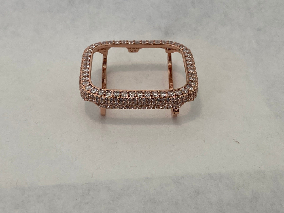 Rose Gold Apple Watch Band Stainless Steel Swarovski Crystal & or Apple Watch Case Lab Diamond Iphone Watch Cover 38mm-49mm Ultra Bling Band