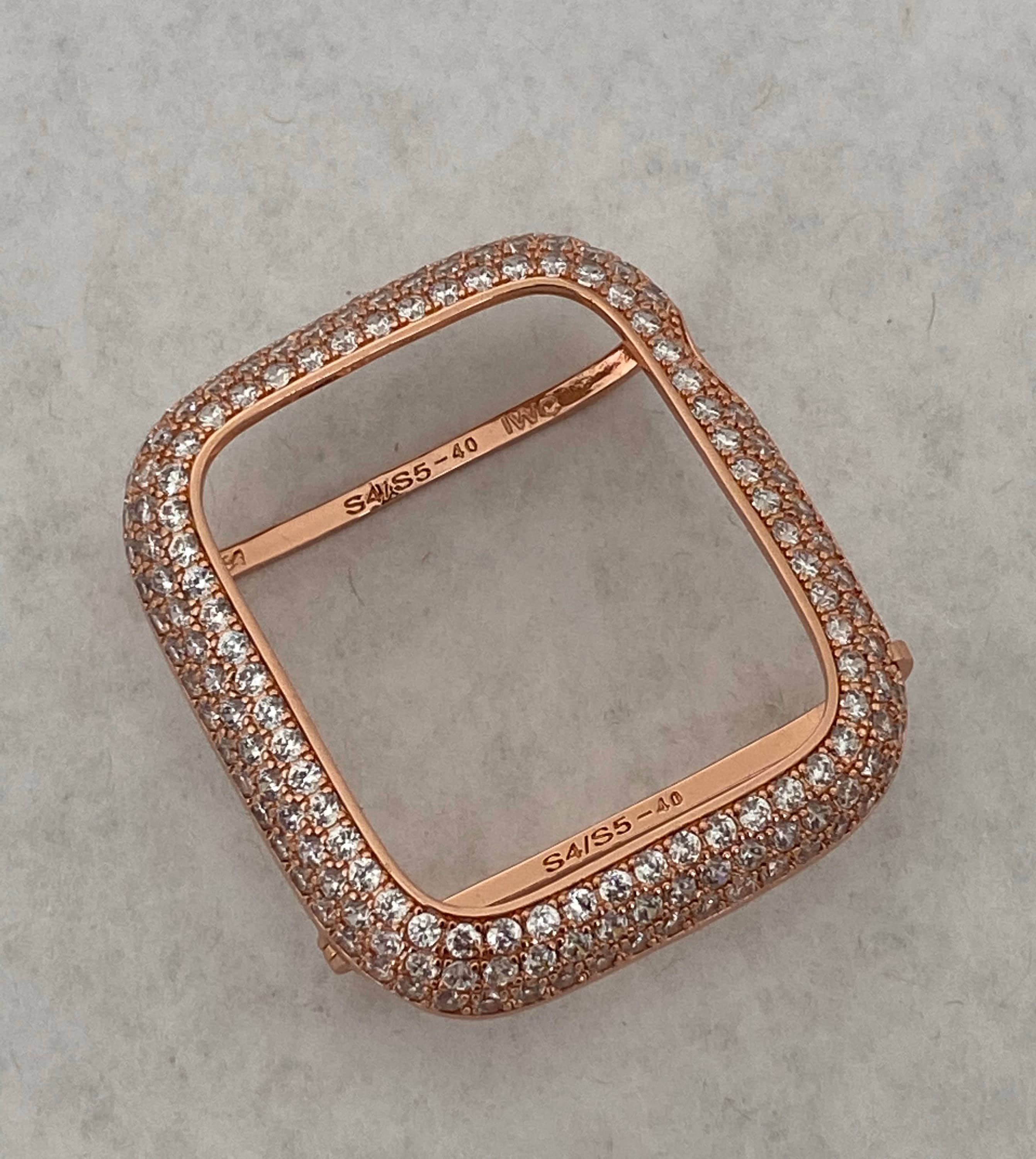 Series 11 Apple Watch Band Woman Rose Gold Swarovski Crystals Stainless Steel & or Apple Watch Cover Lab Diamond Bezel Cover 38mm-49mm Ultra
