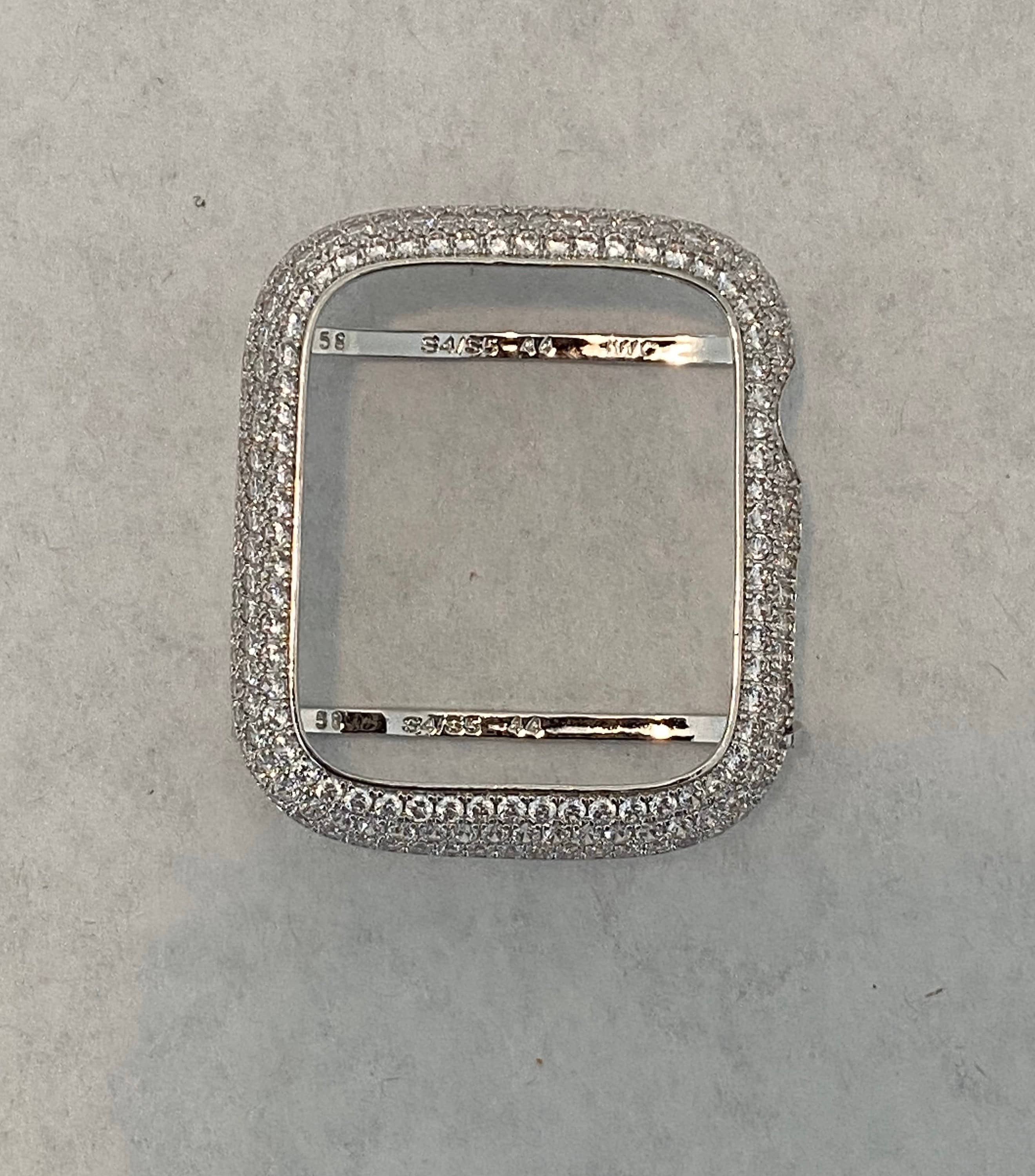 Series 10 Apple Watch Band Silver Stainless Steel 38mm-49mm Ultra & or Apple Watch Case Lab Diamond Bezel Iphone Watch Cover Bling