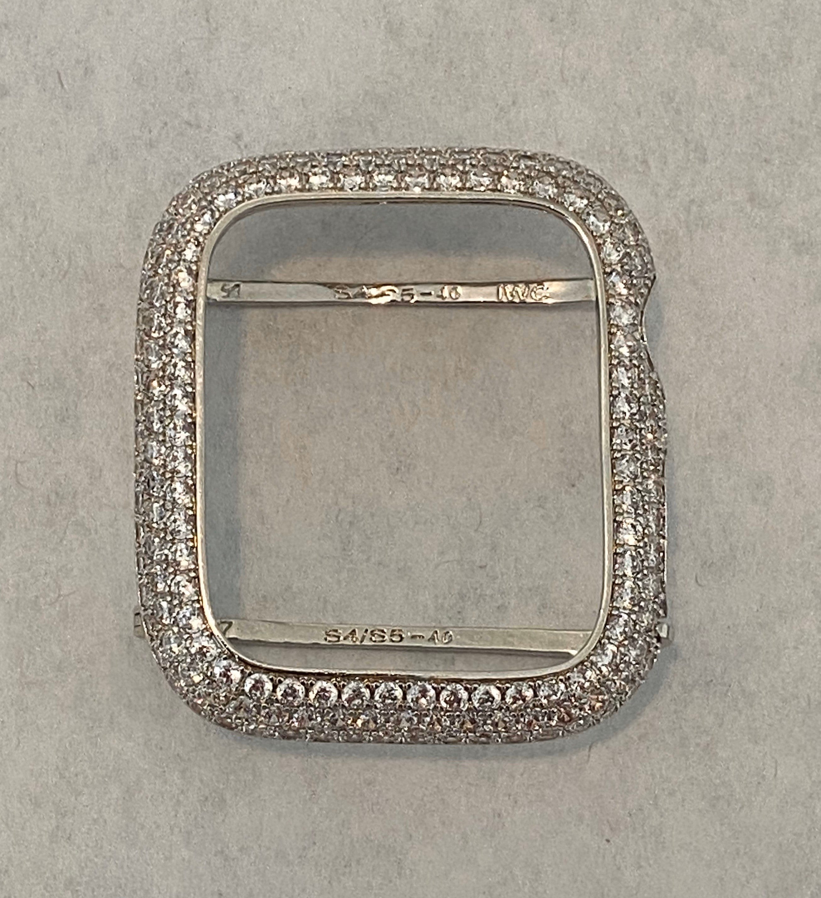 Apple Watch Band Women 41mm 45mm 49mm Ultra Swarovski Crystal Silver & or Apple Watch Cover Lab Diamond Bezel Apple Watch Case 38mm-49mm