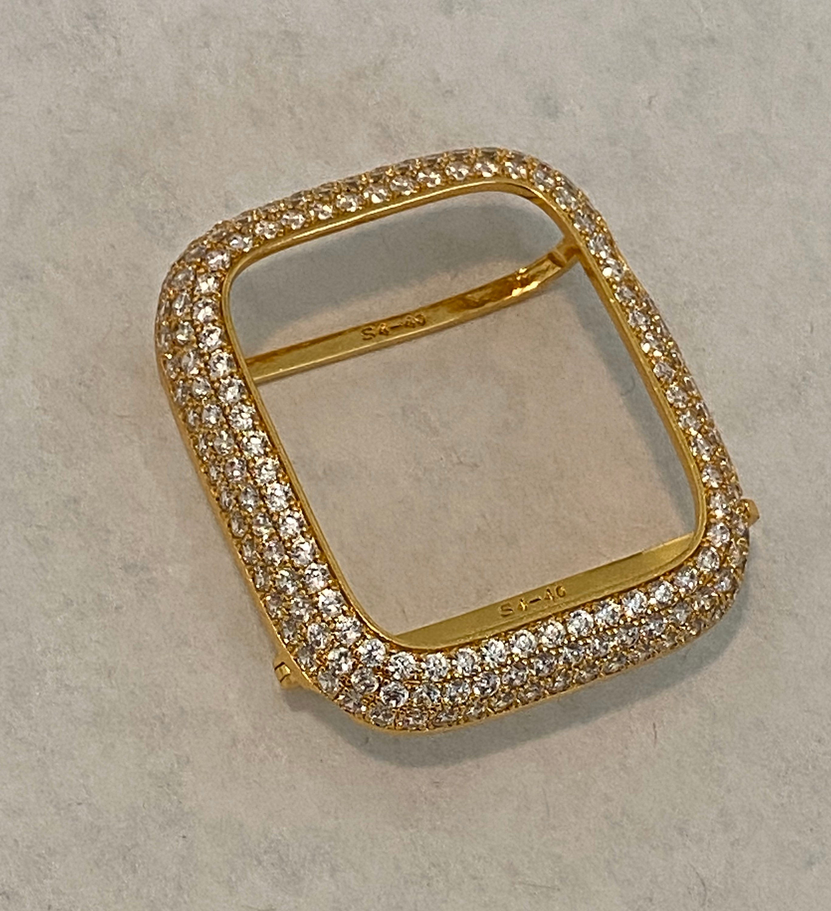 Designer Apple Watch Band Women's Gold Swarovski Crystals & or Pave Apple Watch Cover Lab Diamond Bezel Bumper Bling 38mm-49mm Iwatch Candy