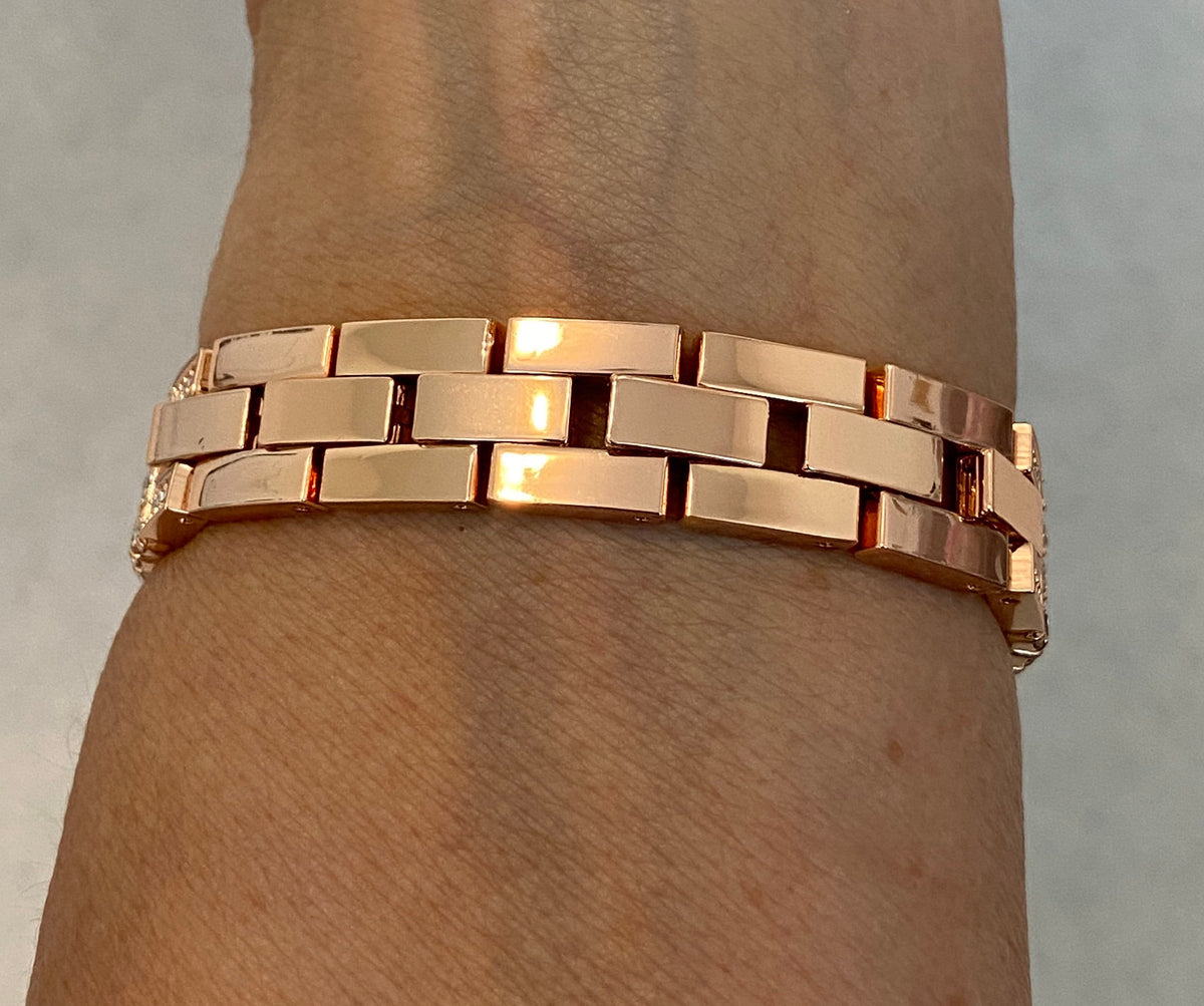Apple Watch Band Series 10 Rose Gold Swarovski Crystals & or Apple Watch Cover Lab Diamond Bezel Case Smartwatch Bumper Bling 38mm-49mm