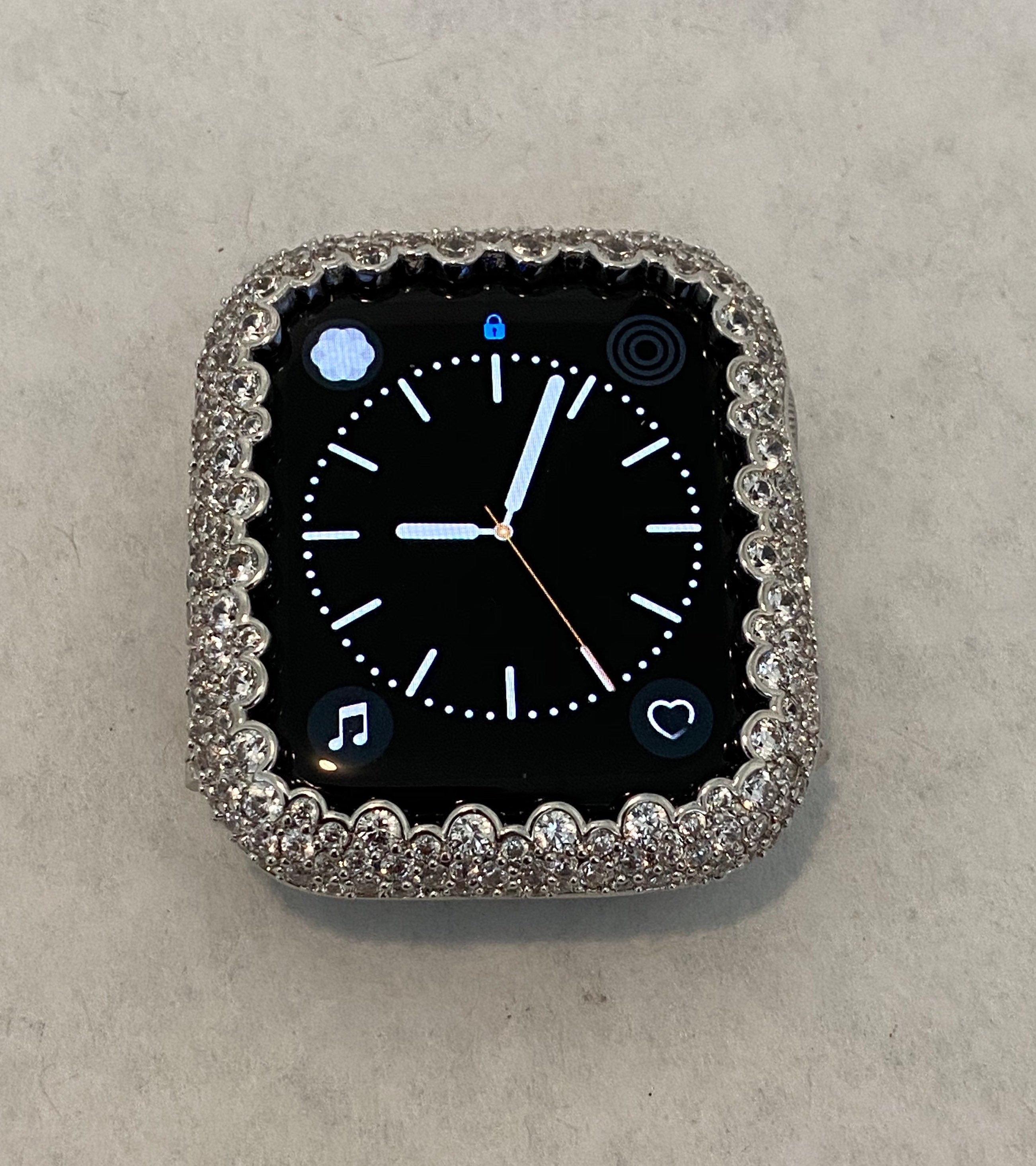 42mm 46mm Apple Watch Band Women Silver Swarovski Crystal & or White Gold Apple Case for Iphone Watch 38mm - 49mm Iwatch Candy Bling Cover