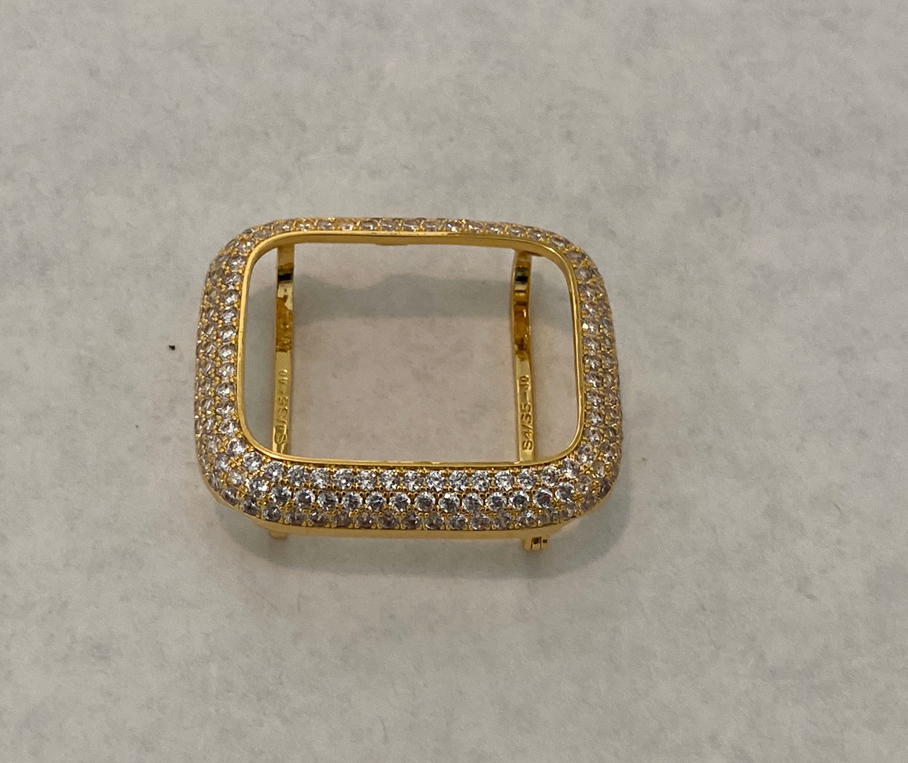 Apple Watch Band Mens Gold Stainless Style & or Apple Watch Cover Lab Diamond Bezel Case Smartwatch Bumper 38mm-49mm Ultra Series 1-10 SE