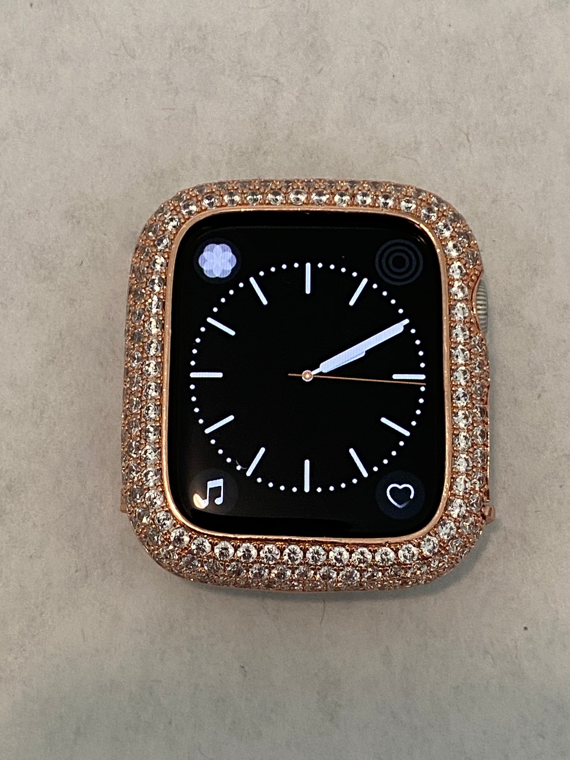 Apple Watch Band Rose Gold Swarovski Crystals & or Apple Watch Cover Lab Diamond Bezel Case Smartwatch Bumper Case 38-49mm Ultra