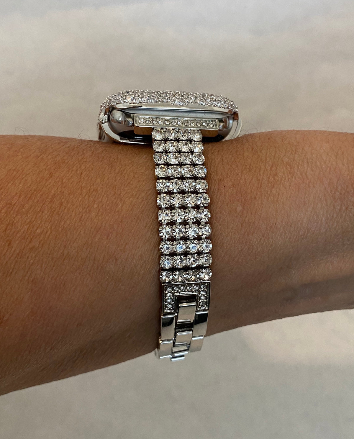 42mm 46mm Apple Watch Band Women Silver Swarovski Crystal & or White Gold Apple Case for Iphone Watch 49mm Ultra 3 Iwatch Candy Bling Cover