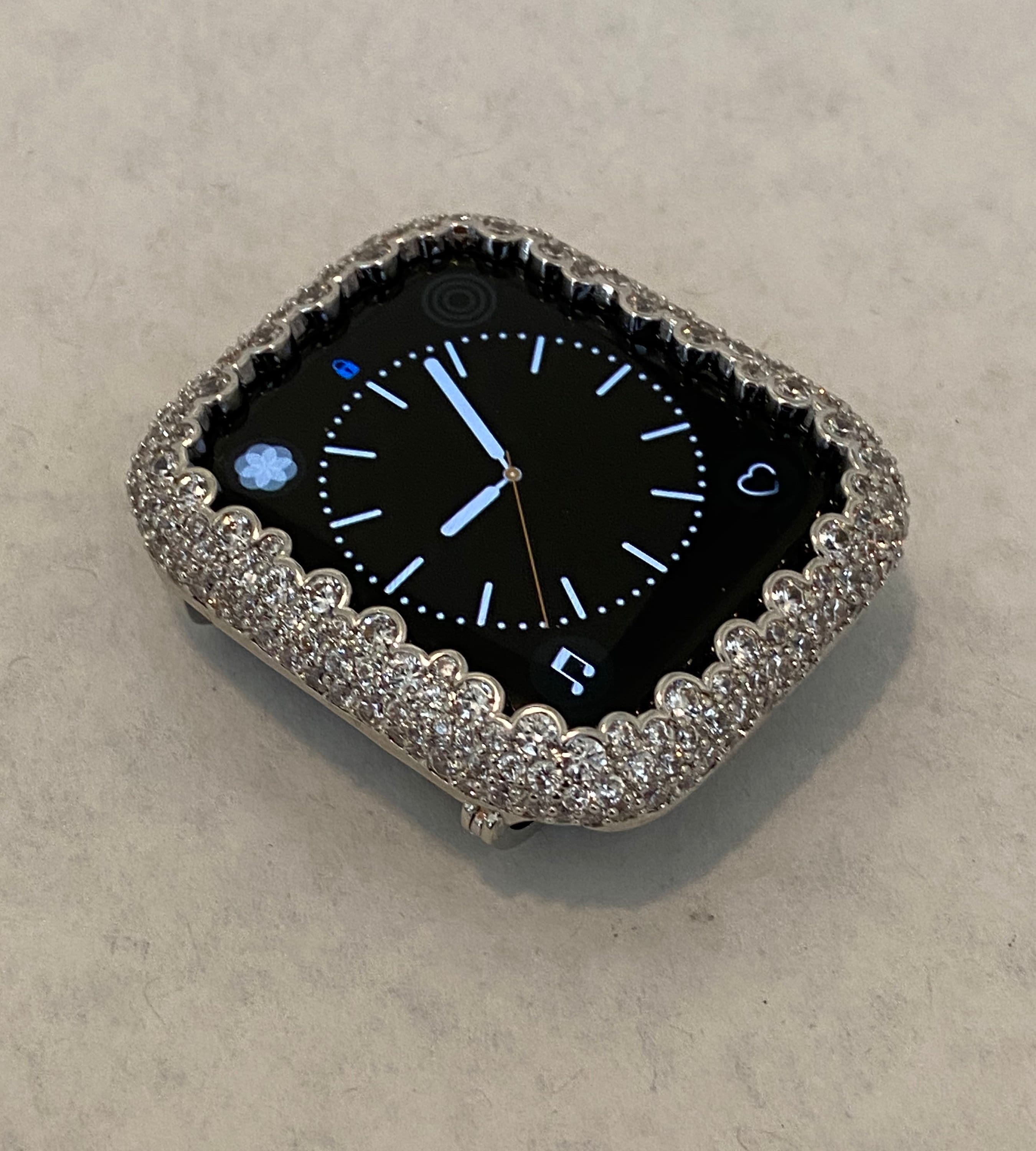 42mm 46mm Apple Watch Band Women Silver Swarovski Crystal & or White Gold Apple Case for Iphone Watch 38mm - 49mm Iwatch Candy Bling Cover