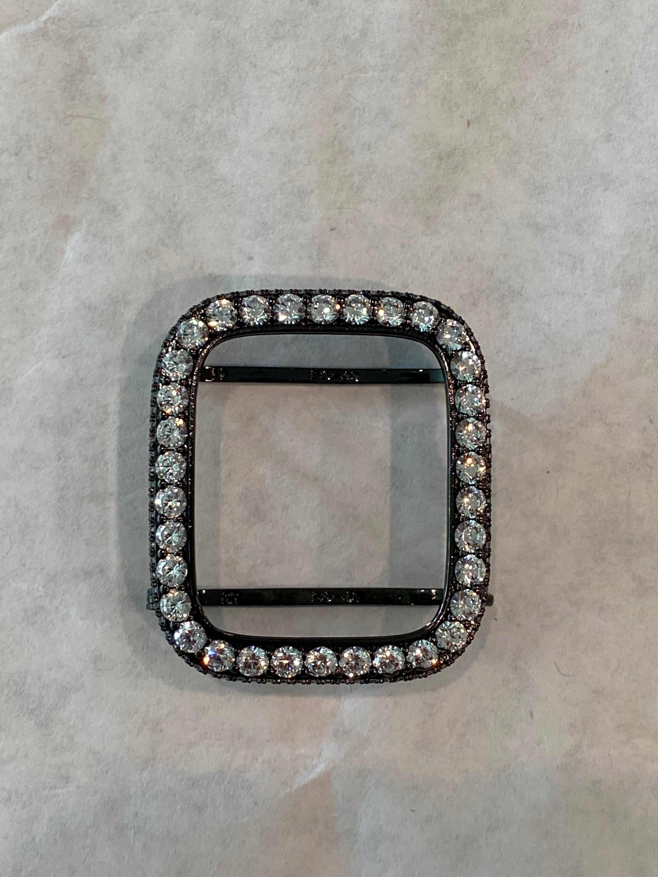 Black Apple Cover Large 3.5mm Lab Diamonds Apple Watch Cover Bumper Crystal Iwatch Candy Bling 38mm-45mm Series 2-9